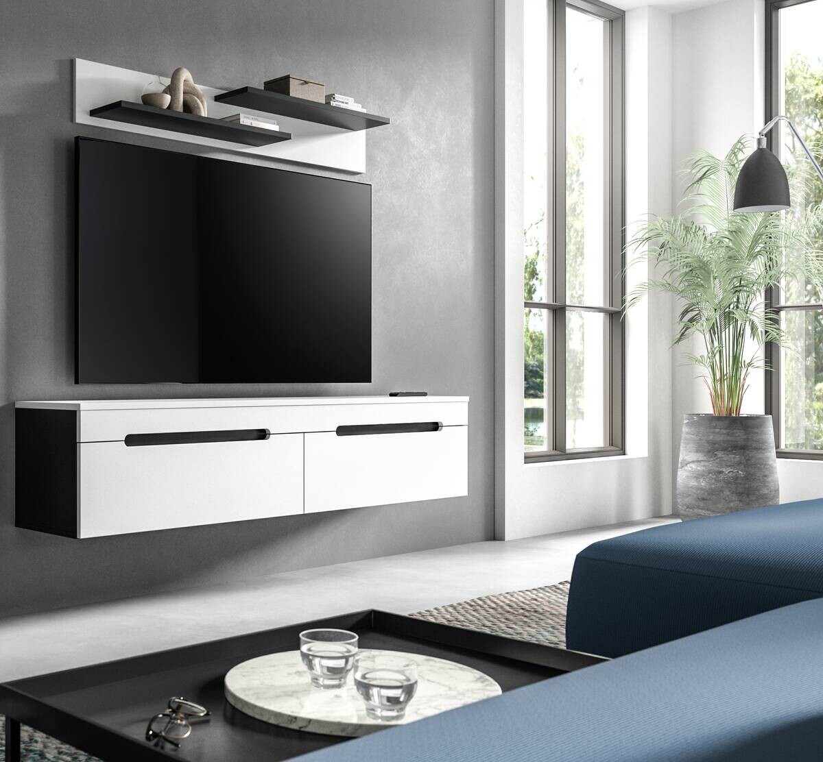 Lowboard Canu basaltgrau weiß B/H/T: ca. 170x38x33 cm