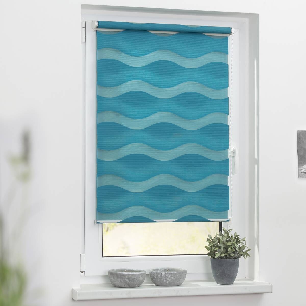 LICHTBLICK Doppelrollo Duo Welle petrol B/L: ca. 100x150 cm