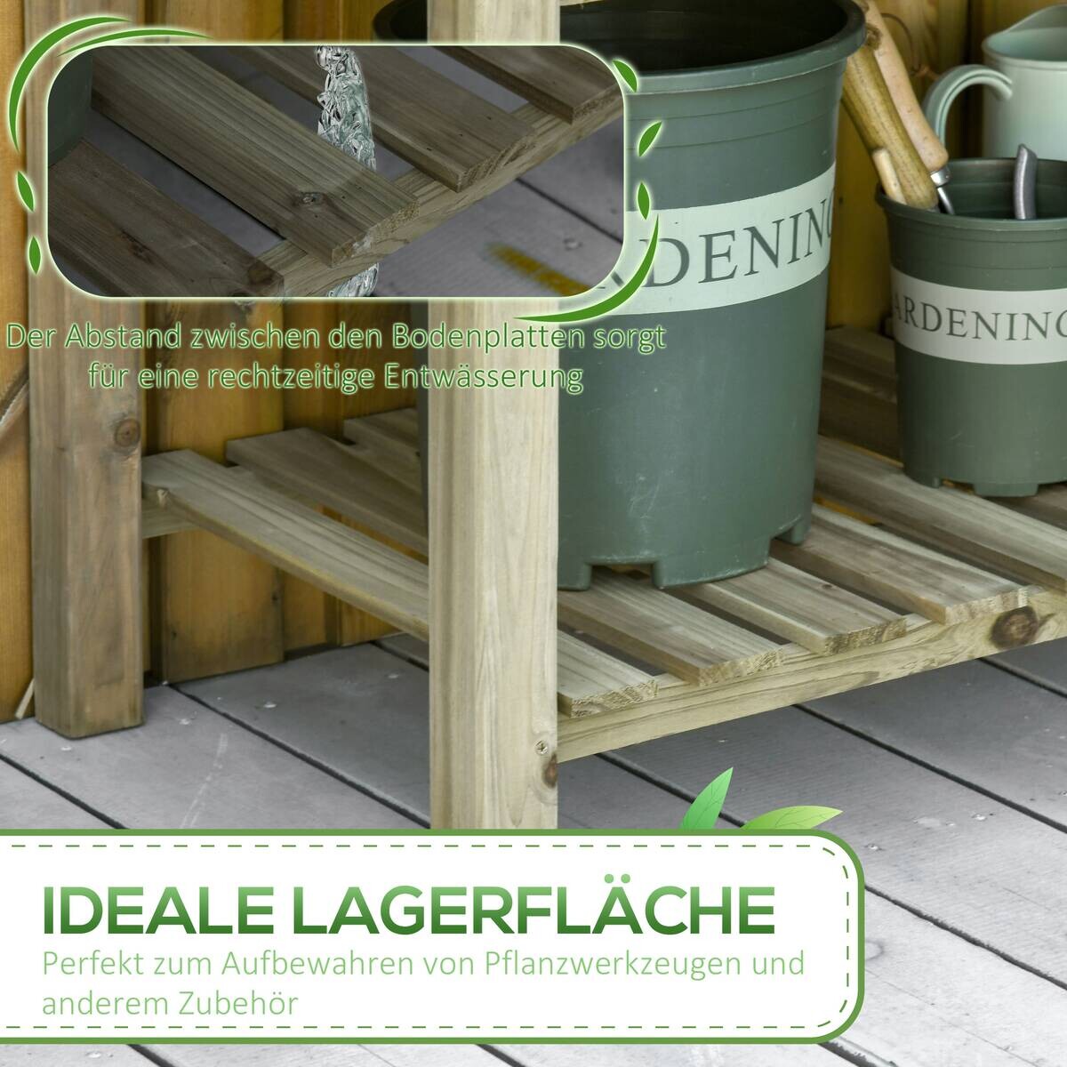 Outsunny Hochbeet grün Holz B/H/L: ca. 51x76x91 cm