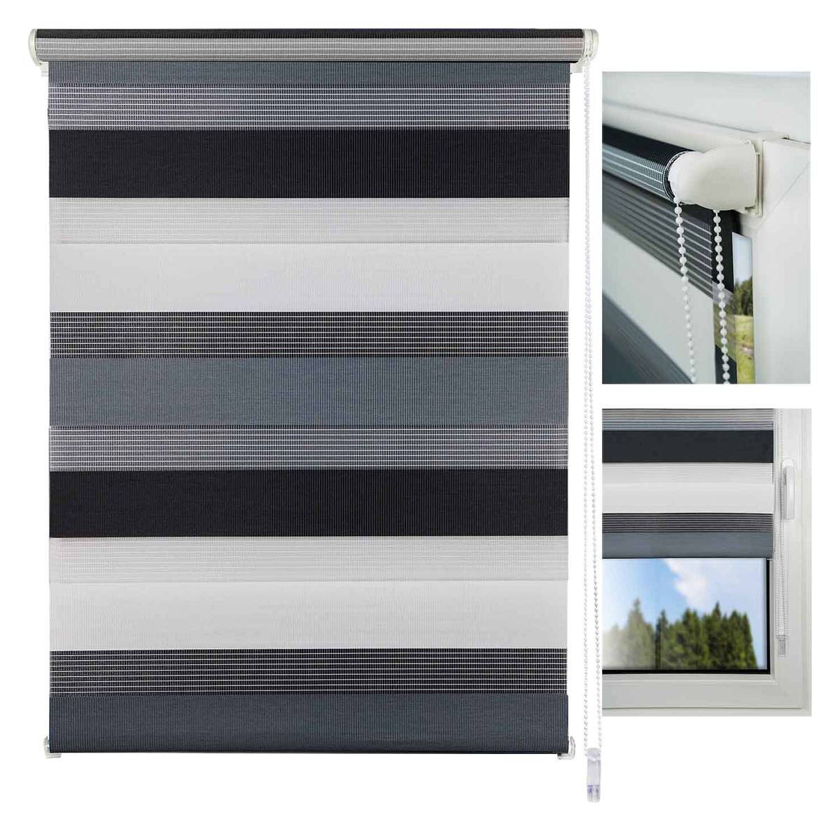 Doppelrollo Just-Triple grau B/L: ca. 120x160 cm