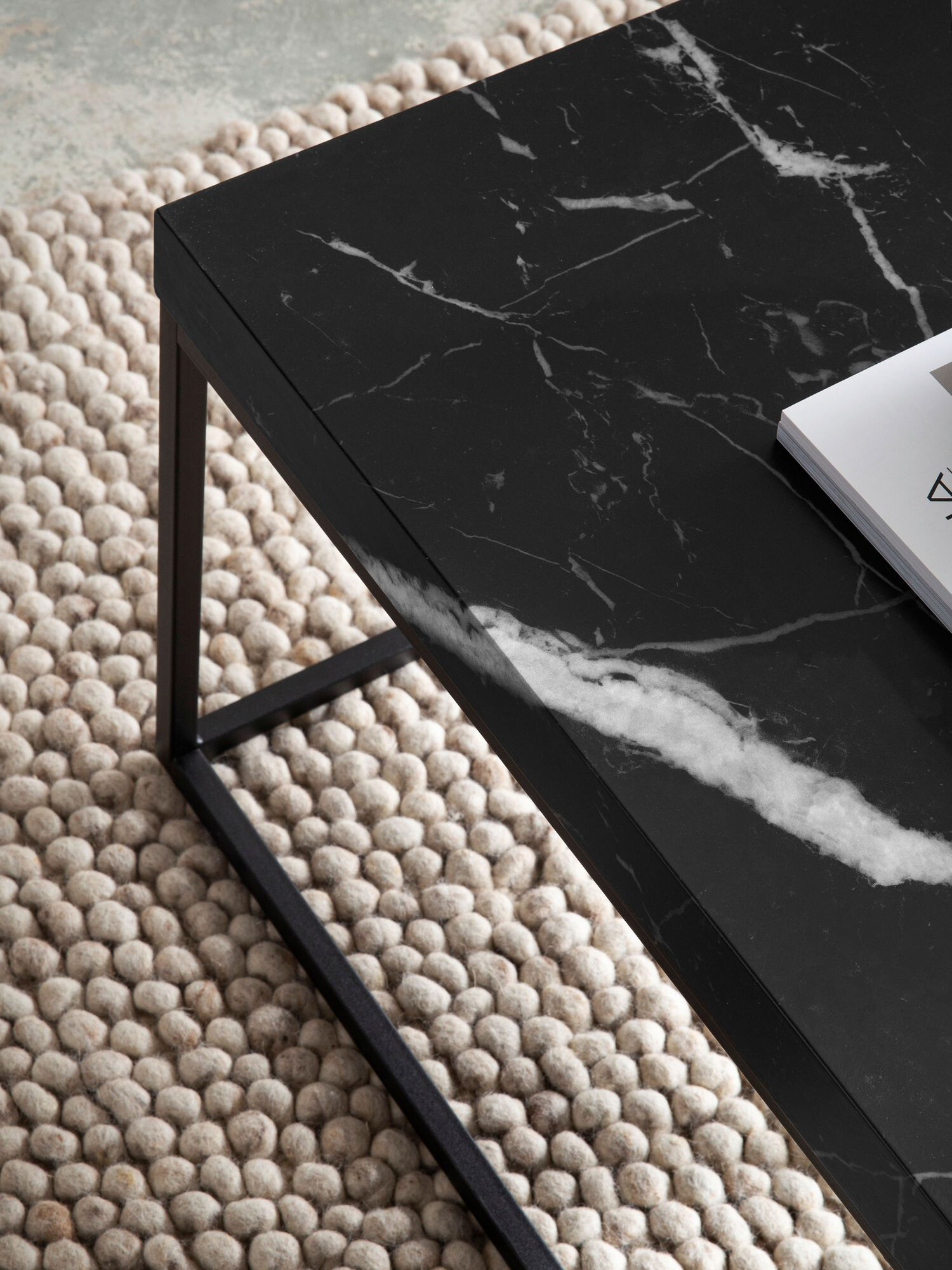 Wohnling Couchtisch schwarz Marmor schwarz MDF Eisen B/H/T: ca. 120x38x60 cm