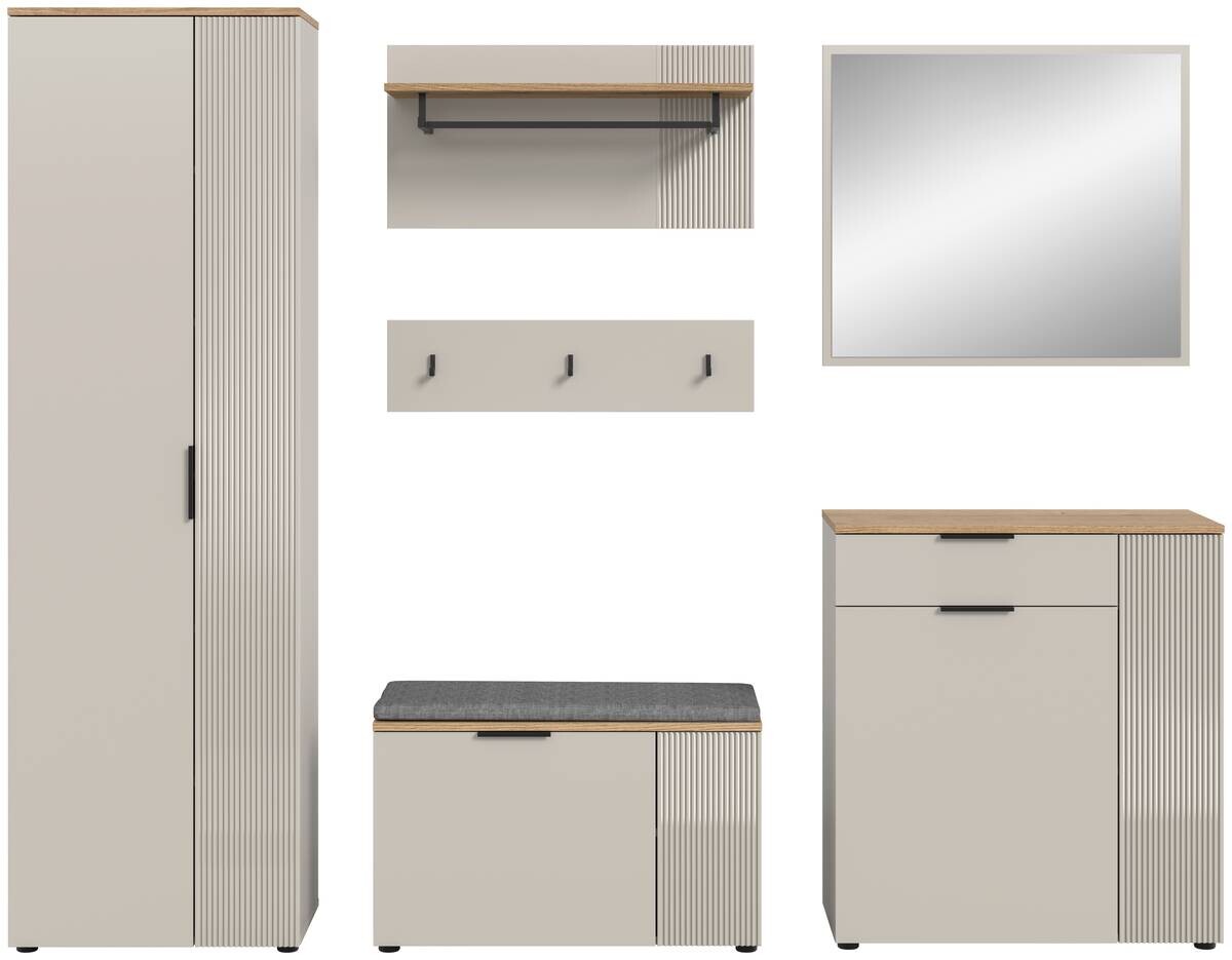 Garderobe Slide Kaschmirgrau Nachbildung Evoke Oak Nachbildung B/H/T: ca. 250x190x36 cm