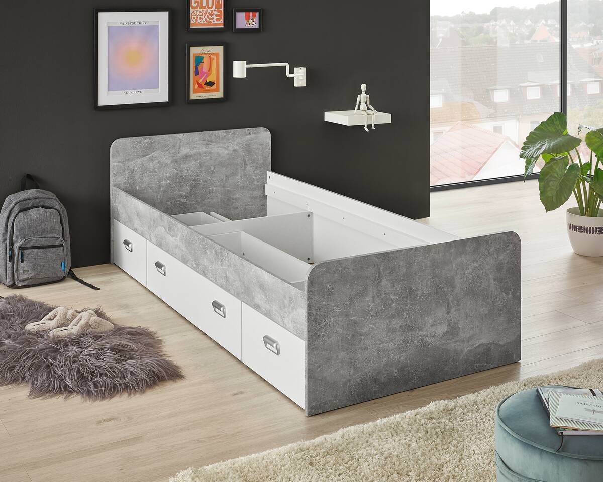 Jugendbett Matino Beton Liegefläche B/L: ca. 90x200 cm