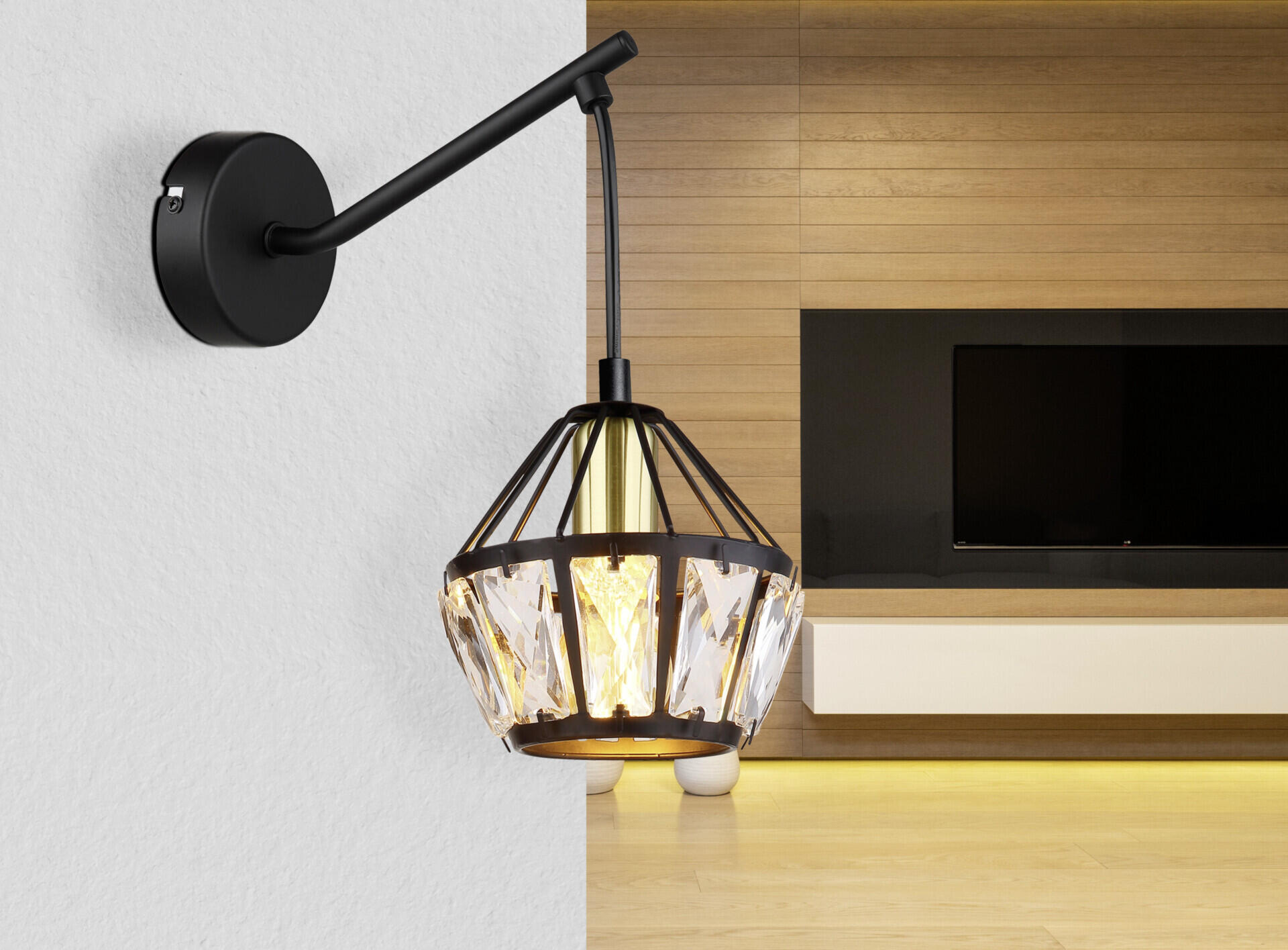 GLOBO Wandleuchte schwarz Metall B/H: ca. 12,5x25 cm E14 1 Brennstellen