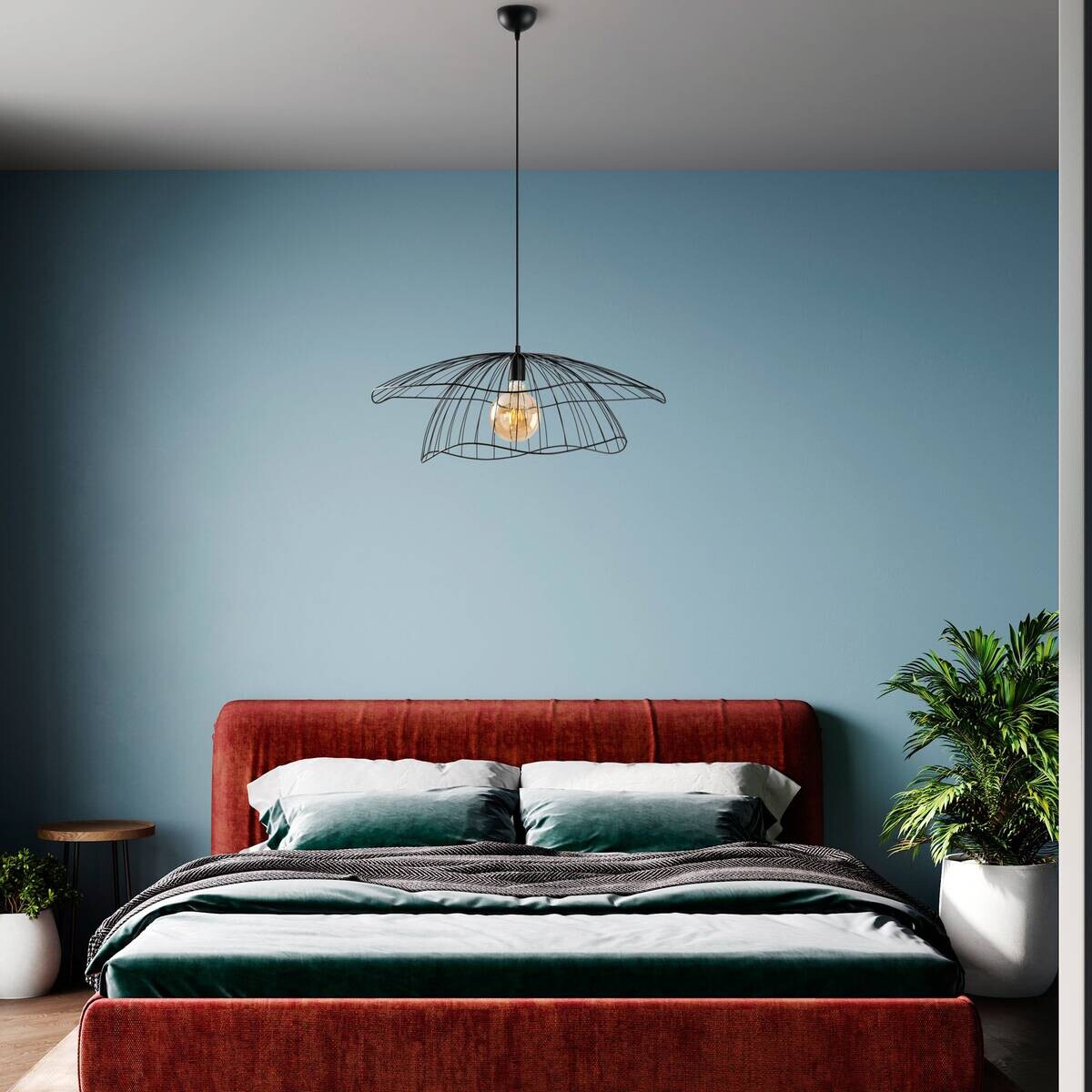 Opviq Pendelleuchte Mantar schwarz B/H/T/L/D: ca. 70x124x70x70x70 cm E27 1 Brennstellen