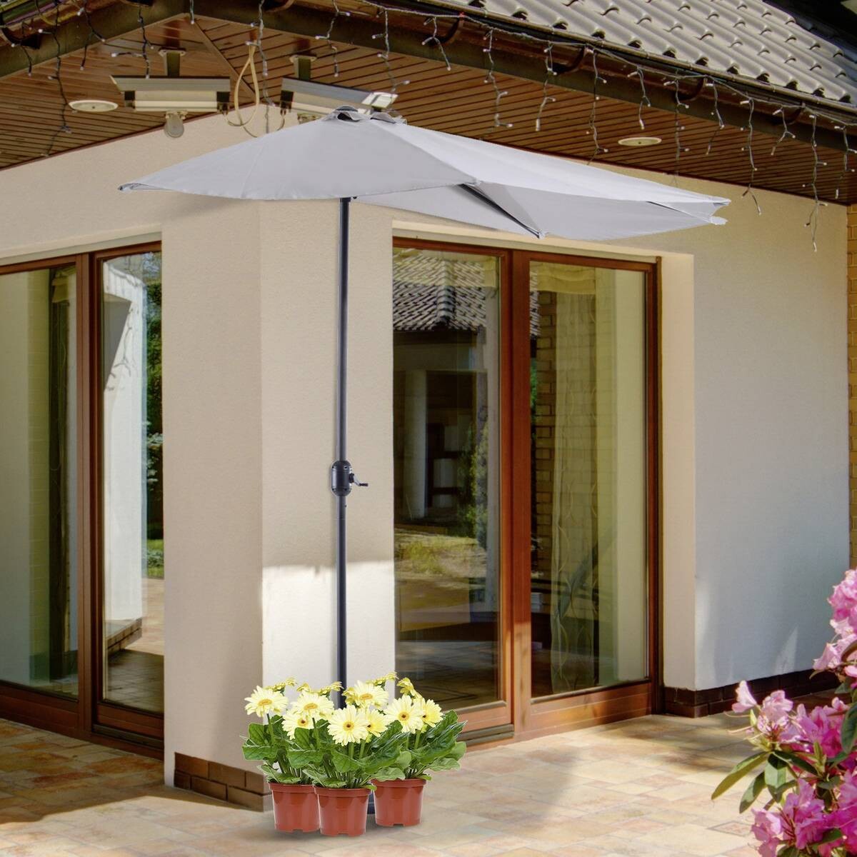 Outsunny Sonnenschirm grau Aluminium B/H/L: ca. 150x249x293 cm