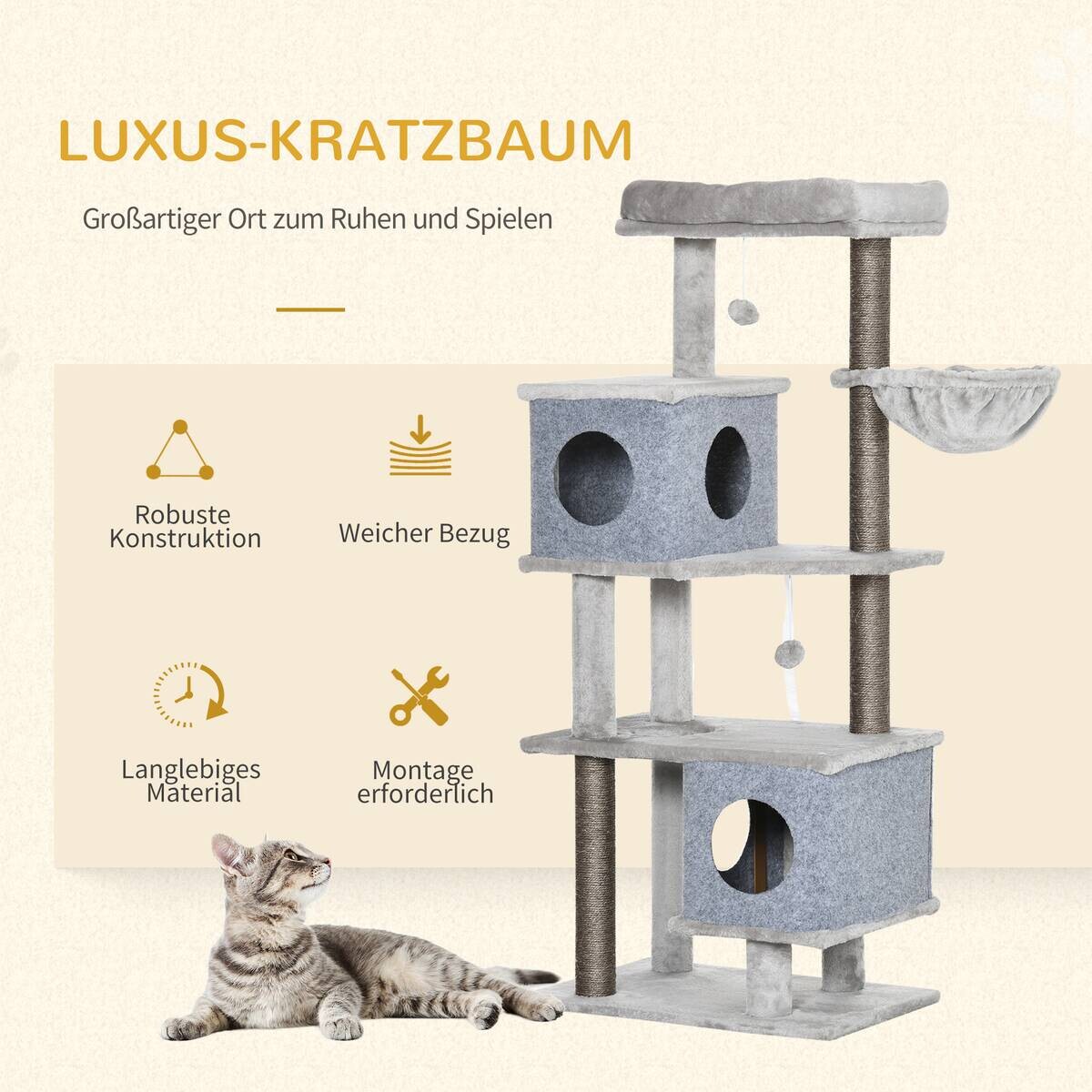 PawHut Kratzbaum grau Edelstahl B/H/L: ca. 40x60x142 cm