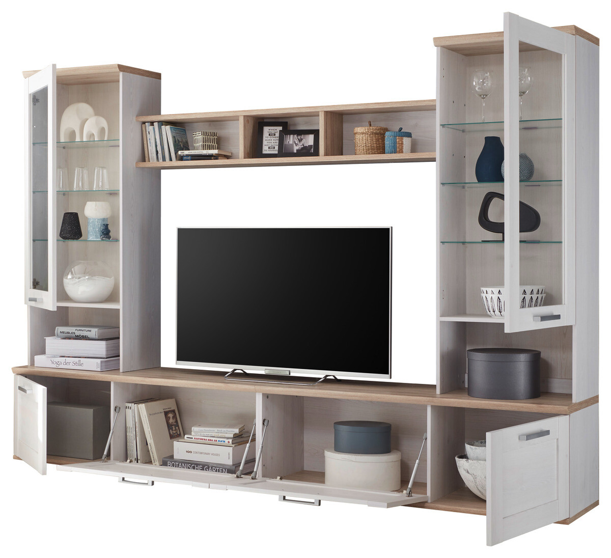 Wohnwand Romance Sibiu Lärche Nachbildung Eiche San-Remo Nachbildung B/H/T: ca. 277x191x43 cm