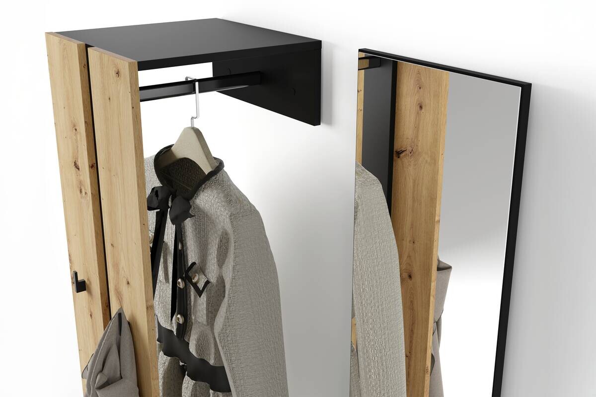 Garderobenset NANTE Eiche schwarz B/H/T: ca. 100x186x40 cm