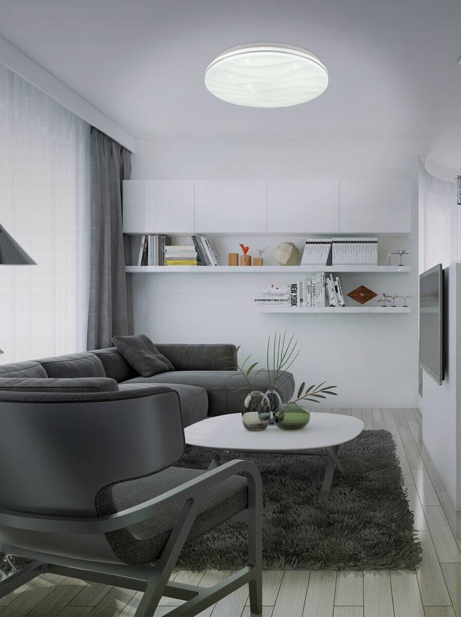 Näve Leuchten Deckenleuchte 1355923 weiß Kunststoff Metall B/H/T: ca. 38x6x38 cm null 1 Brennstellen