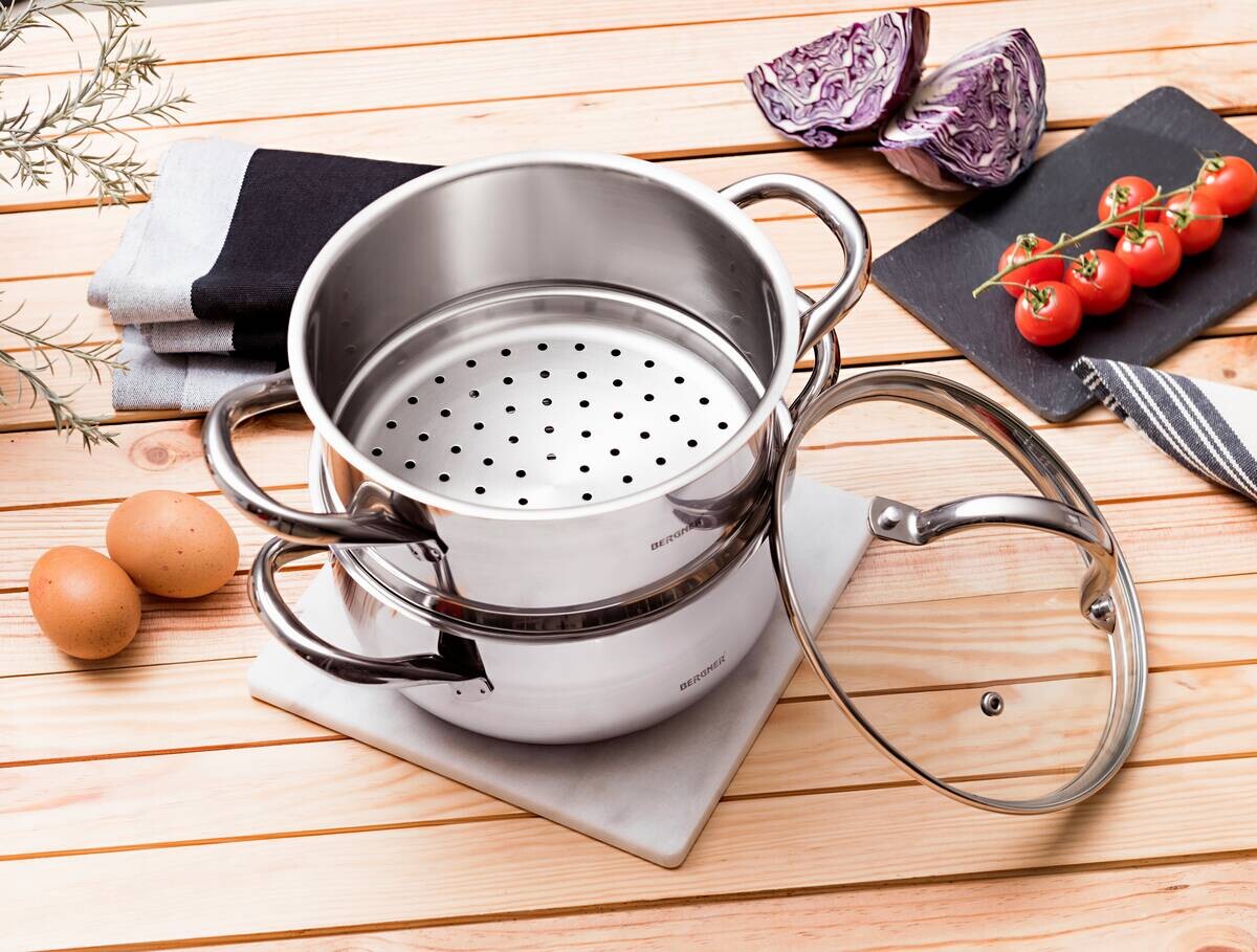 BERGNER Topfset Gourmet silber Edelstahl 3 tlg.