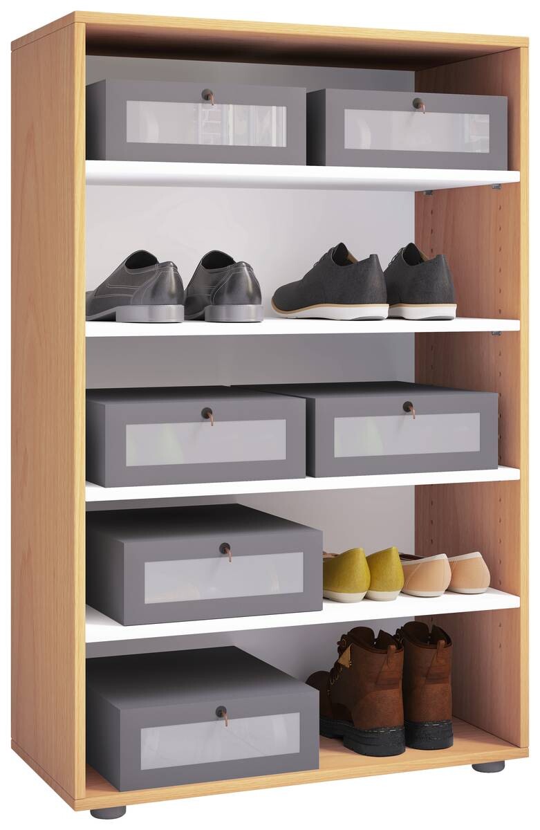 Schuhregal Lona buche Nachbildung weiß B/H/T: ca. 70x110x37 cm
