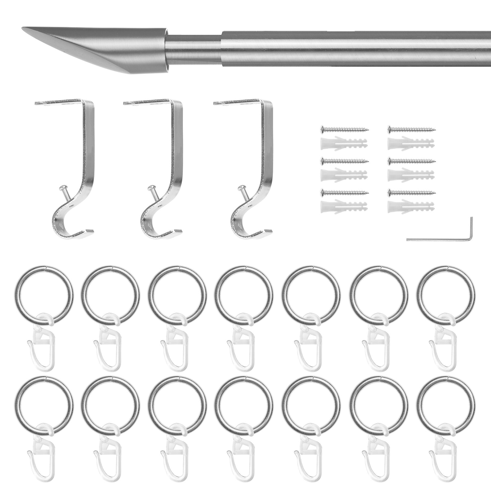 LICHTBLICK Gardinenstange Lipstick Chrom Metall D: ca. 2 cm ausziehbar von ca. 130 bis 240 cm 1.0 Läufe