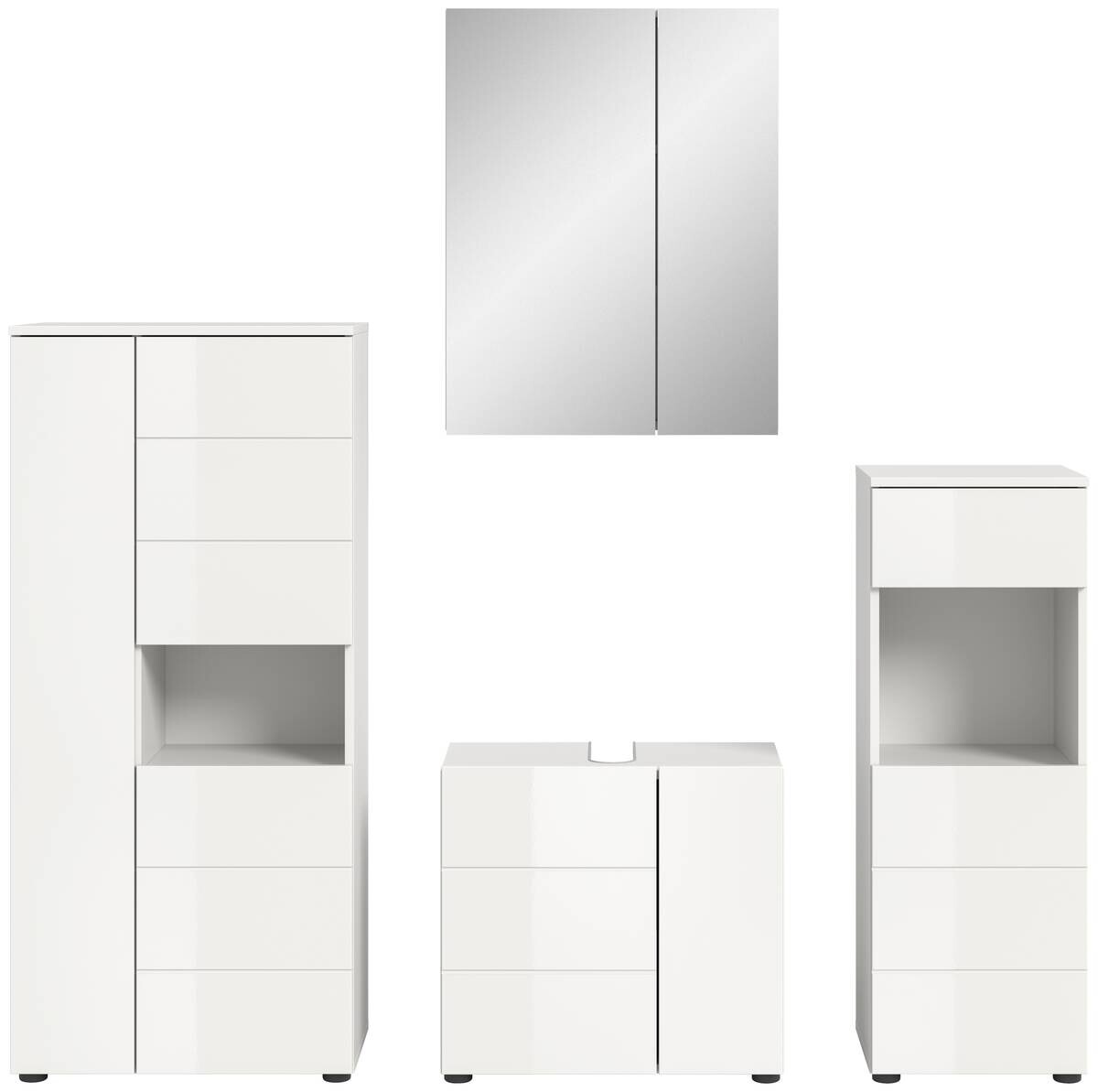 Badezimmer-Set VIRA weiß weiß Hochglanz B/H/T: ca. 188x190x34 cm