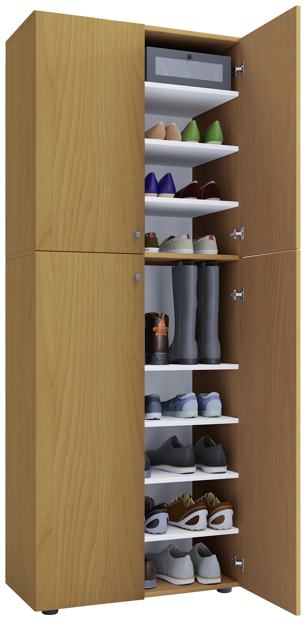 Schuhschrank Lona XXL buche Nachbildung weiß B/H/T: ca. 70x182x39 cm