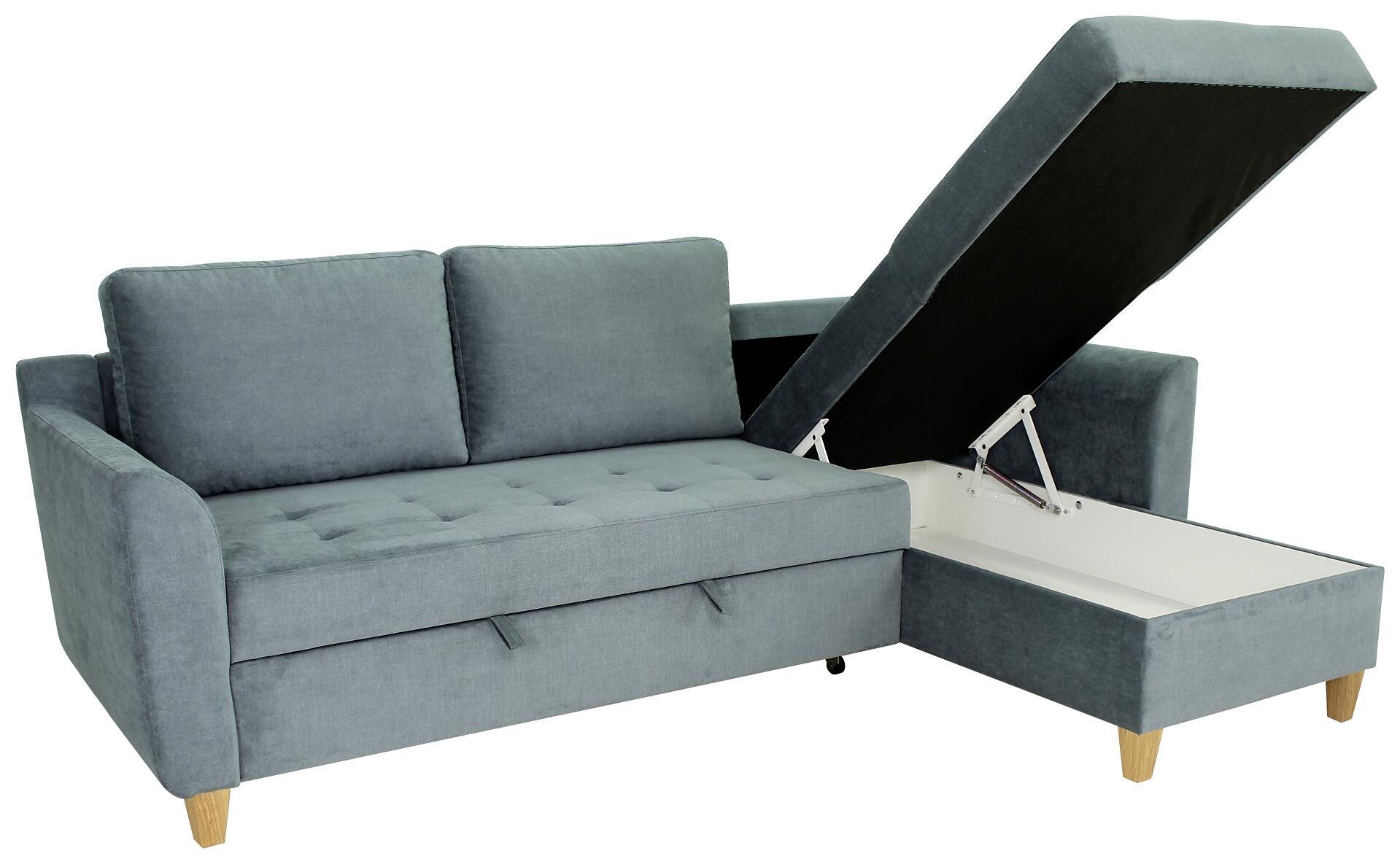 Ecksofa mit Bettfunktion und Bettkasten azur Microfaser B/H/T: ca. 231x86x150 cm