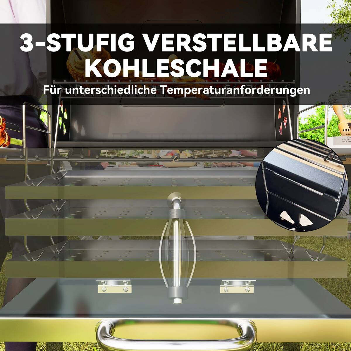 Outsunny Holzkohlegrill Kiefer B/H/L: ca. 58x107x112 cm