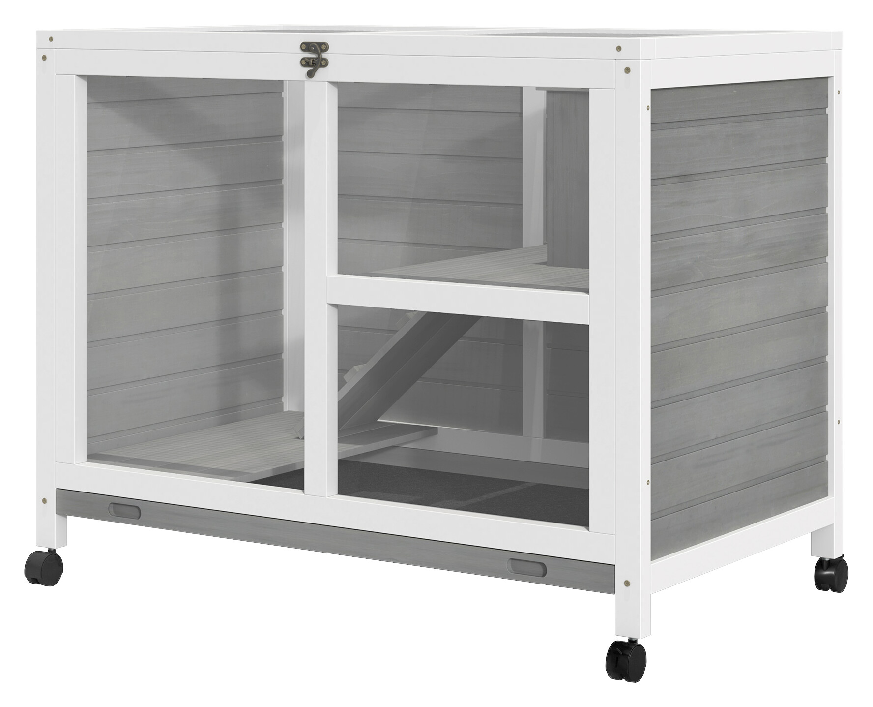 PawHut Kleintierhaus grau Holz B/H/L: ca. 53,3x73x91,5 cm