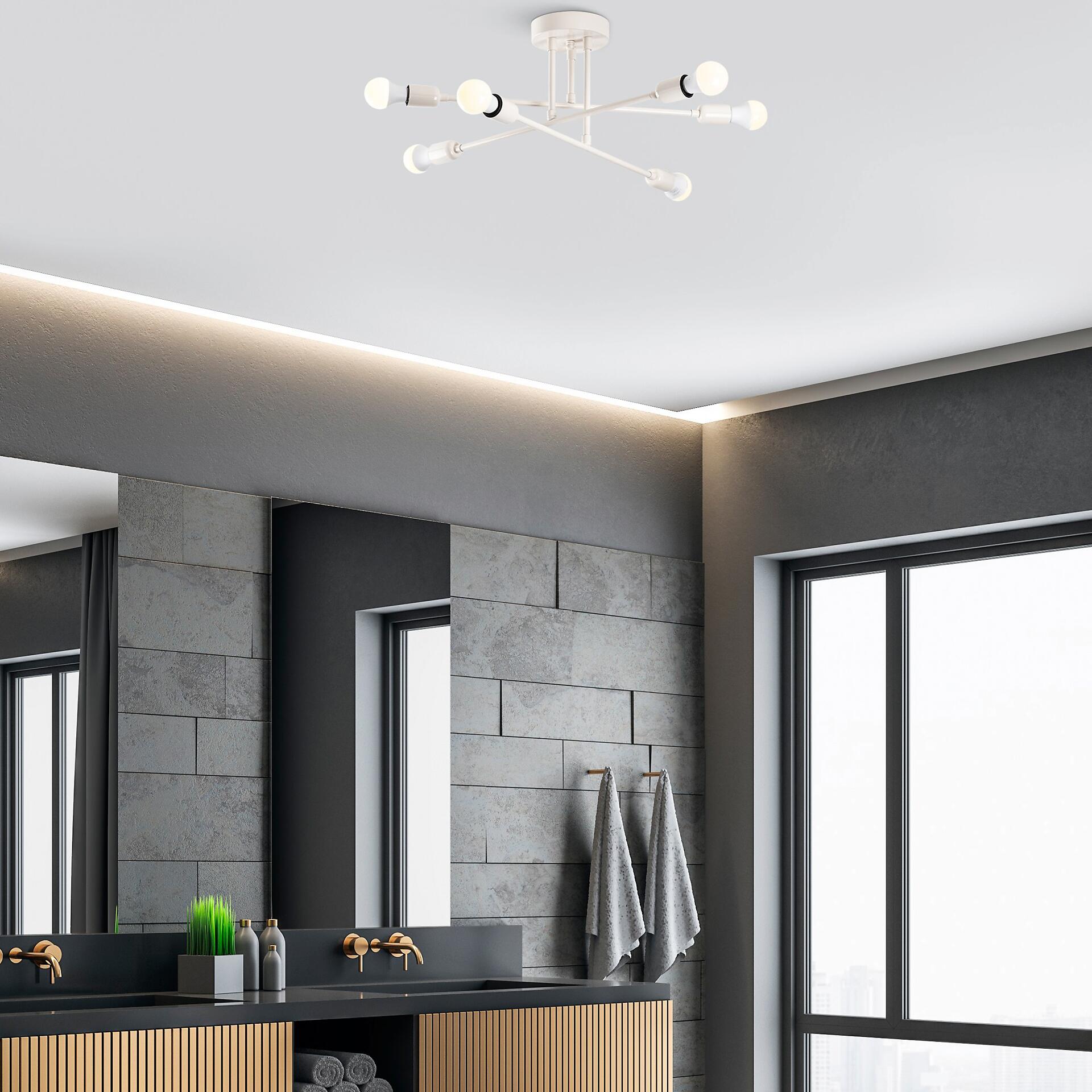 Opviq Deckenleuchte Flower creme B/H/T/L/D: ca. 64x30x64x64x64 cm E27 6 Brennstellen