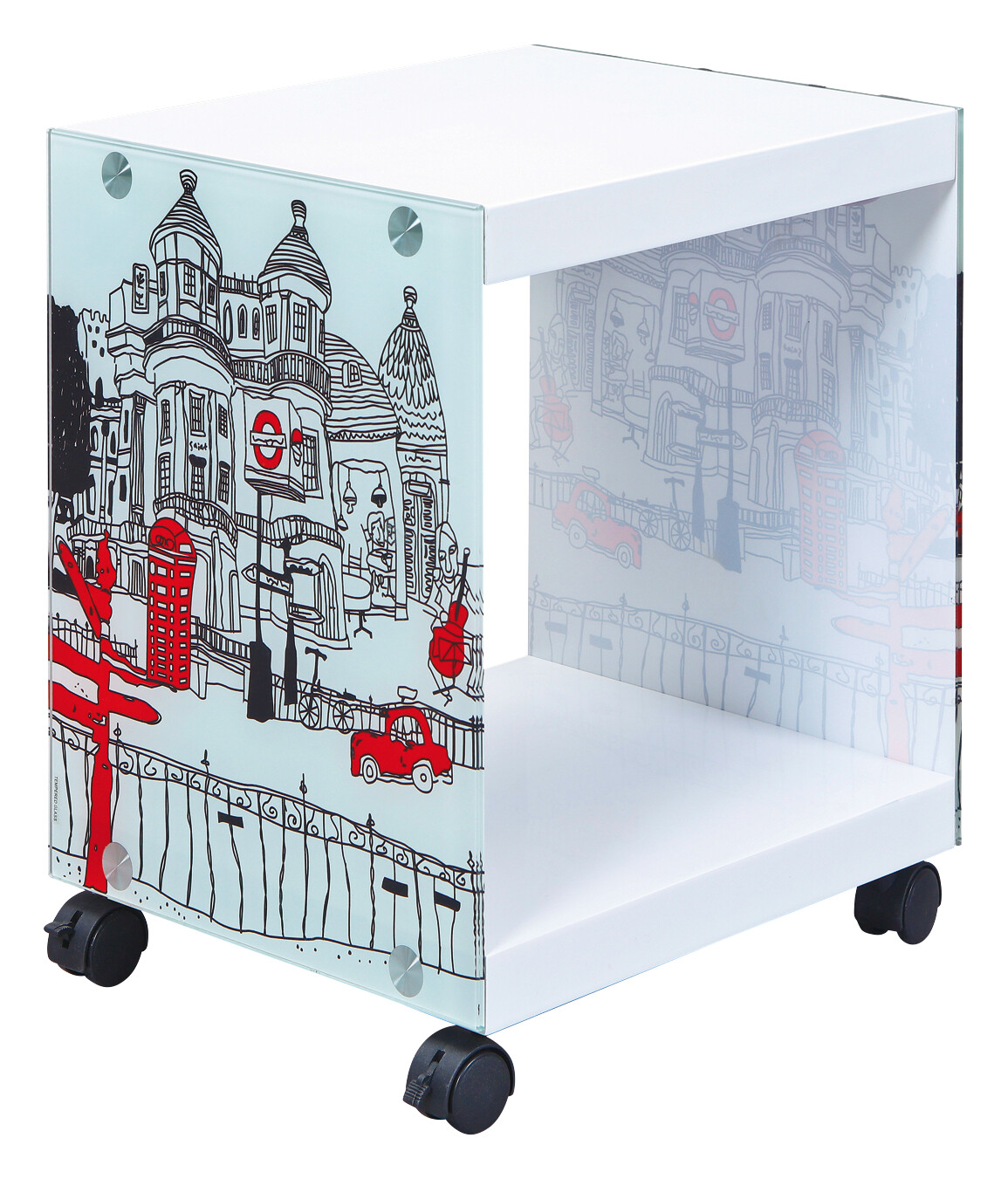 Beistelltisch Logo weiß MDF Glas B/H/T: ca. 38x46x33,5 cm