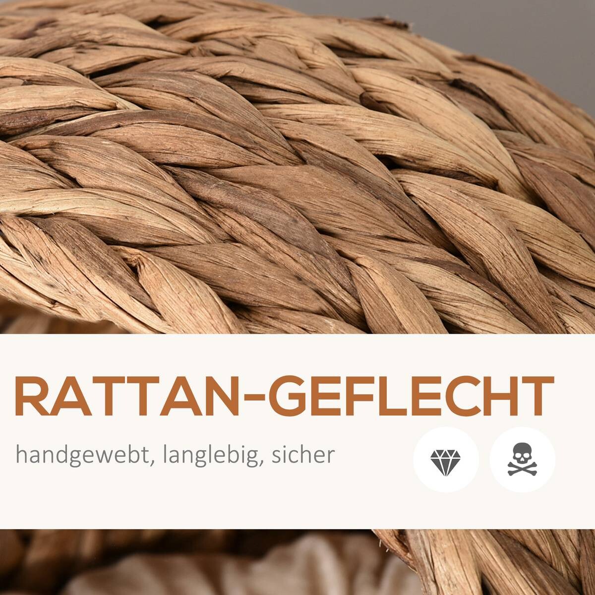 PawHut Katzenhaus natur Wasserhyazinthe H/L: ca. 60x42 cm