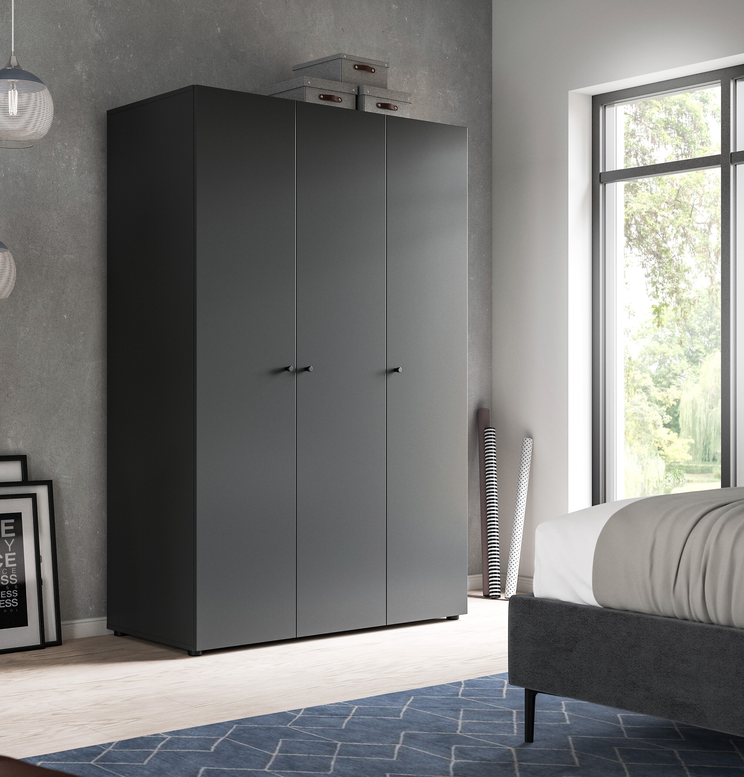 Kleiderschrank DARWIN anthrazit B/H/T: ca. 120x176x51 cm