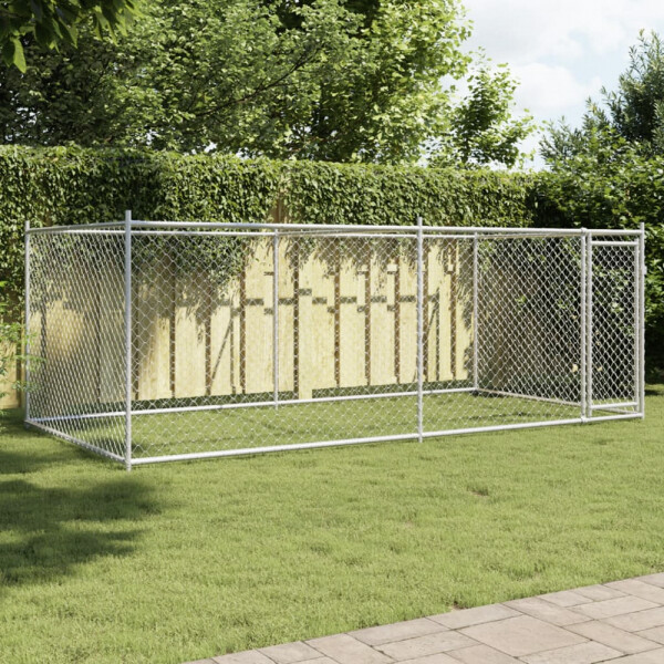 vidaXL Hundekäfig grau Stahl