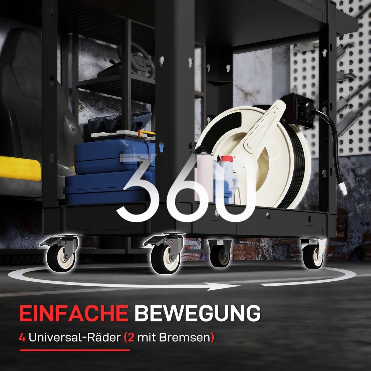 Werkstattwagen schwarz B/H/L: ca. 43,5x84,5x102,6 cm