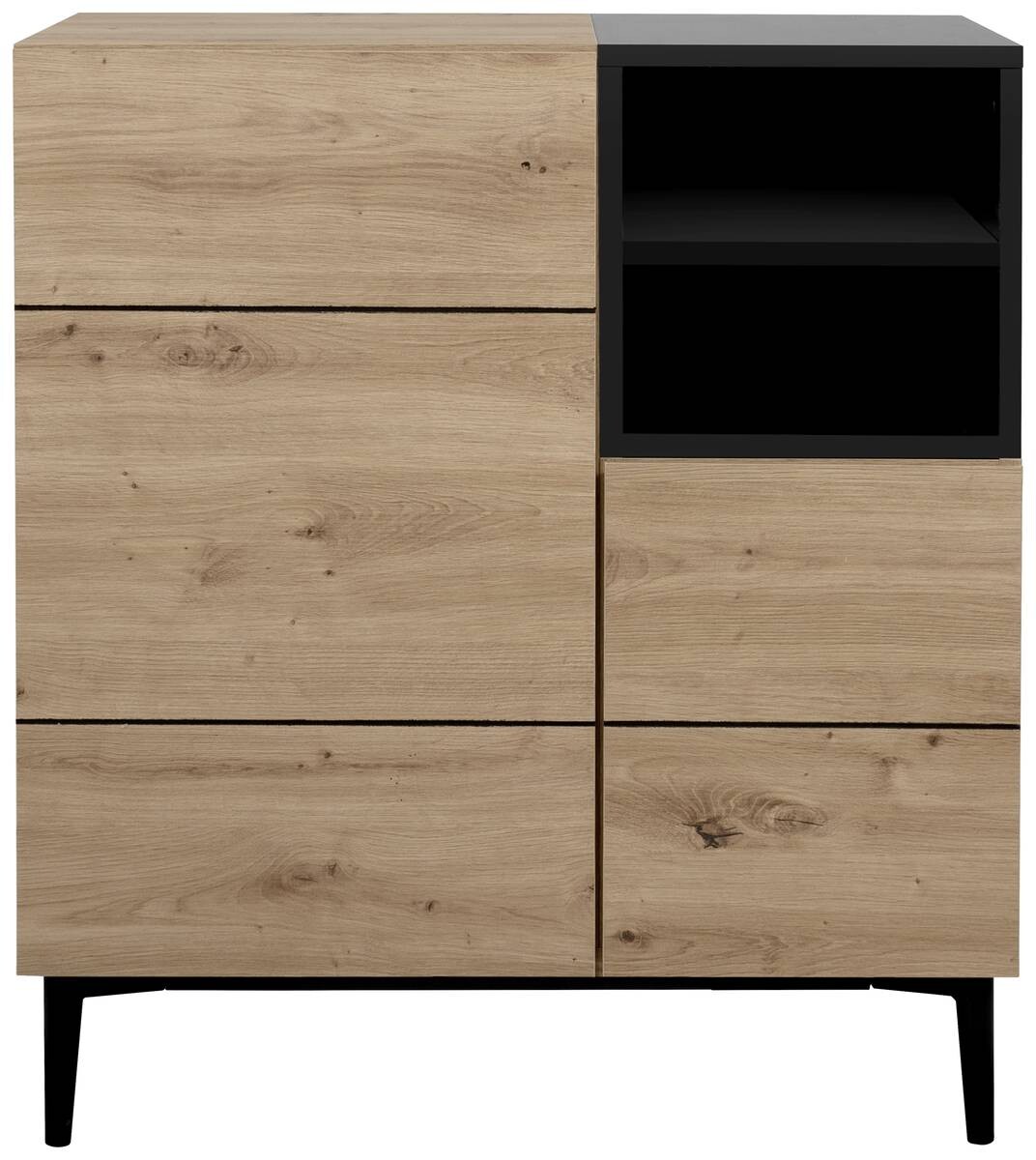 Kommode Nola Eiche Artisan Nachbildung schwarz B/H/T: ca. 80x90x42 cm