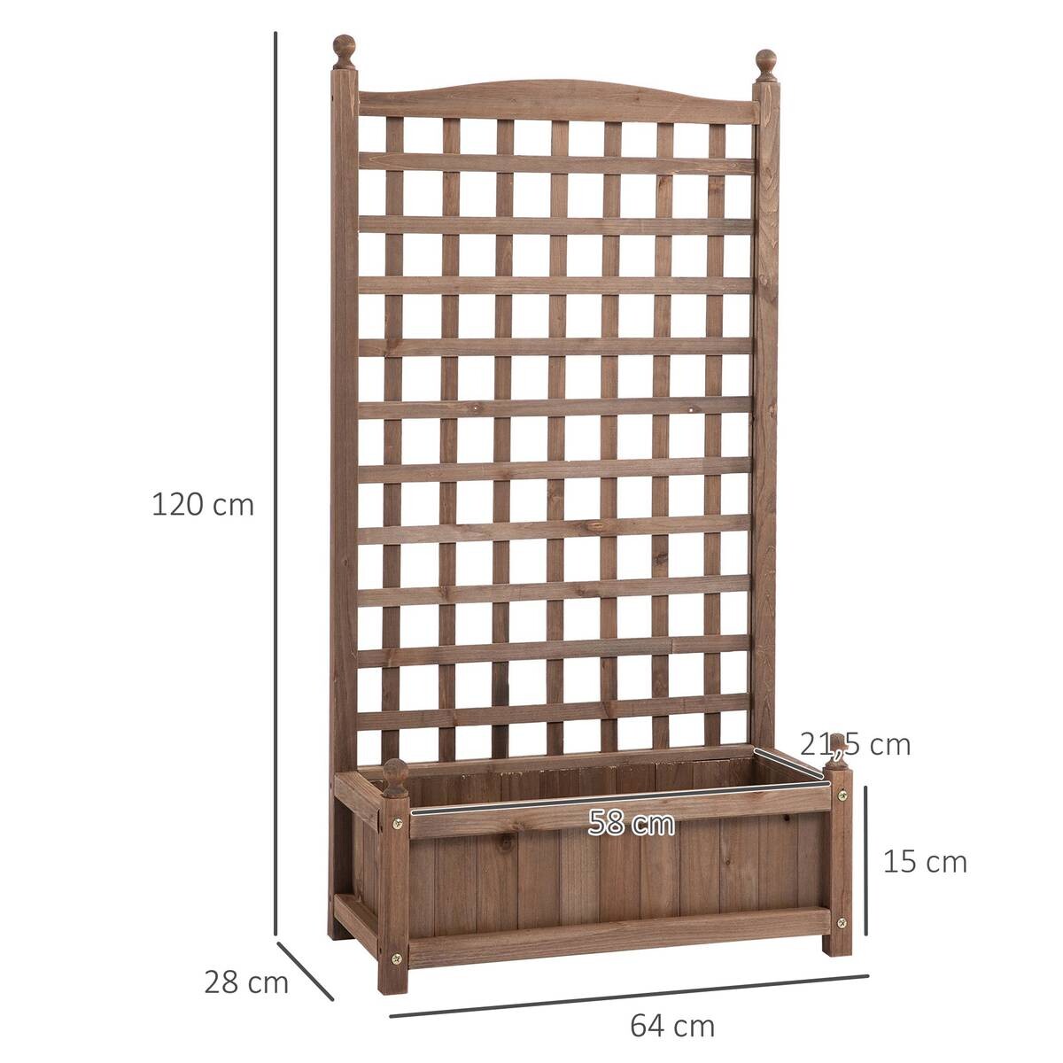Outsunny Pflanzkasten braun Holz B/H/L: ca. 28x120x64 cm