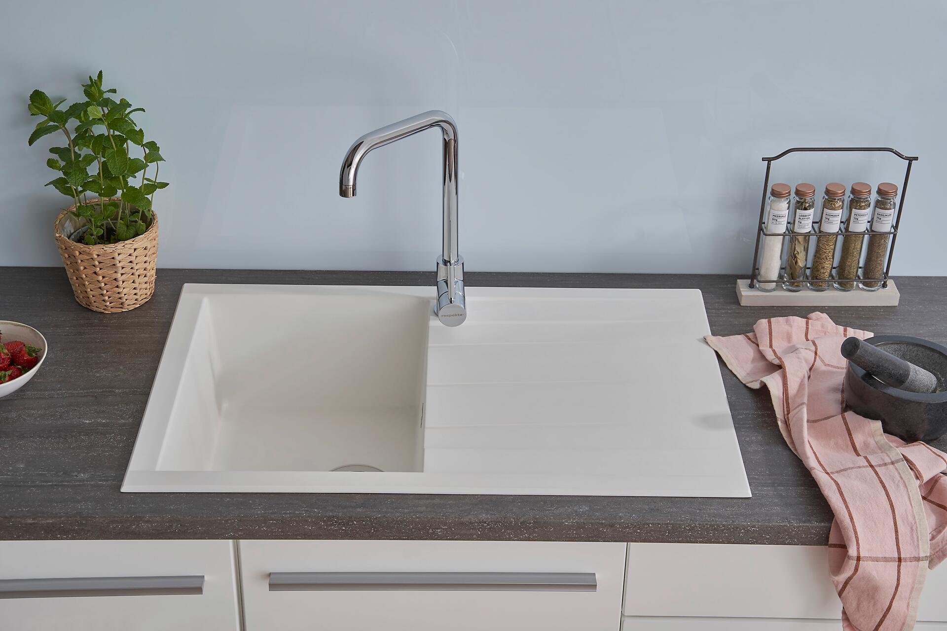 Respekta Einbauspüle Houston 80 x 50 W weiß Mineralite B/H/T: ca. 80x21x50 cm Respekta Einbauspüle Houston 80 x 50 W weiß Mineralite B/H/T: ca. 80x21x50 cm