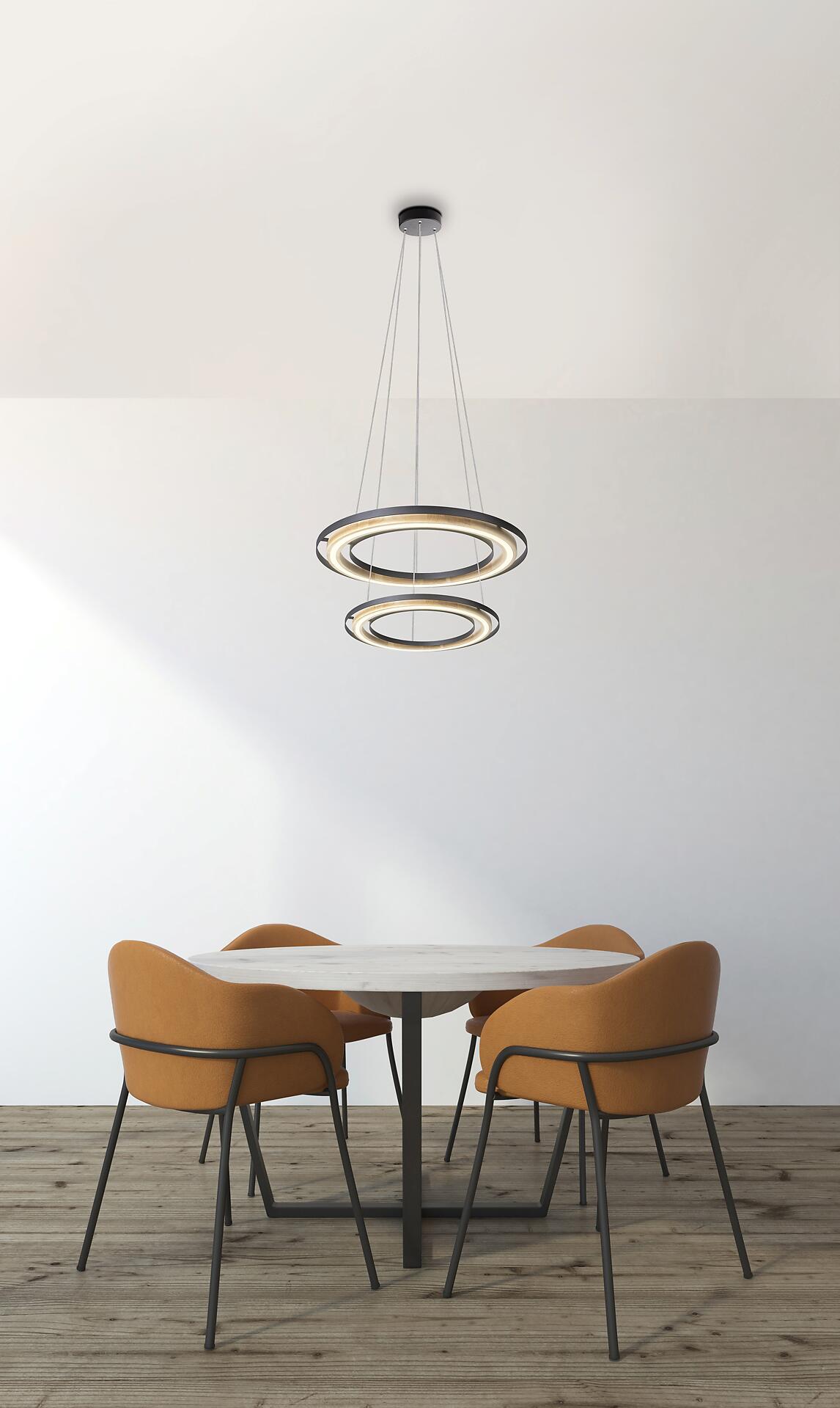 GLOBO LED-Pendelleuchte RILAS schwarz natur Bambus Metall H/D: ca. 150x56 cm 2.0 Brennstellen