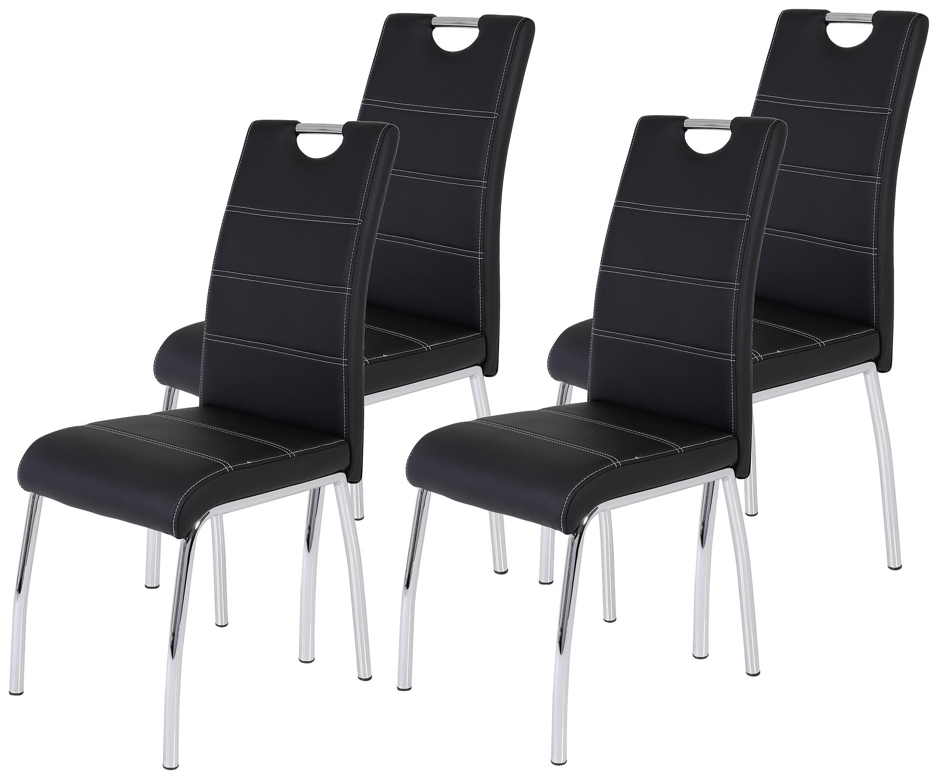 Stuhl Susi 4er Set schwarz Kunstleder B/H/T: ca. 44x98x61 cm