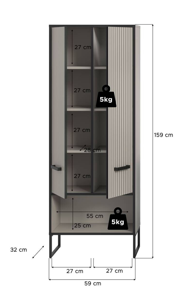 Badhochschrank BAGNO schwarz Kaschmirgrau Nachbildung B/H/T: ca. 59x159x32 cm