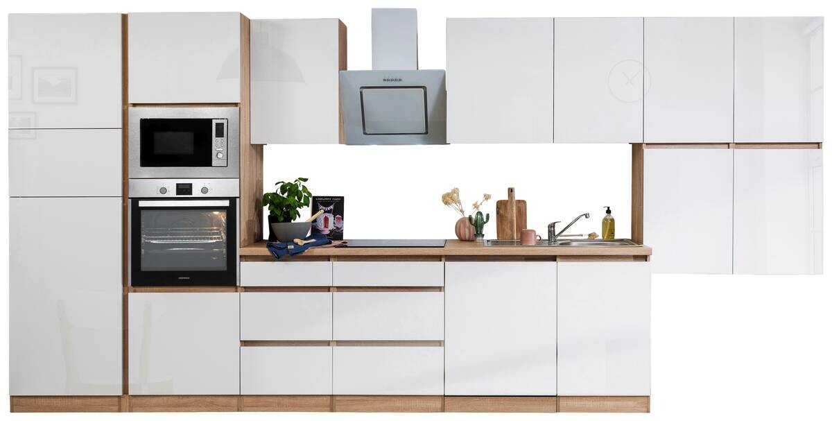 Respekta Küchenblock Premium weiß hochglänzend B/H/T: ca. 445x220,5x60 cm