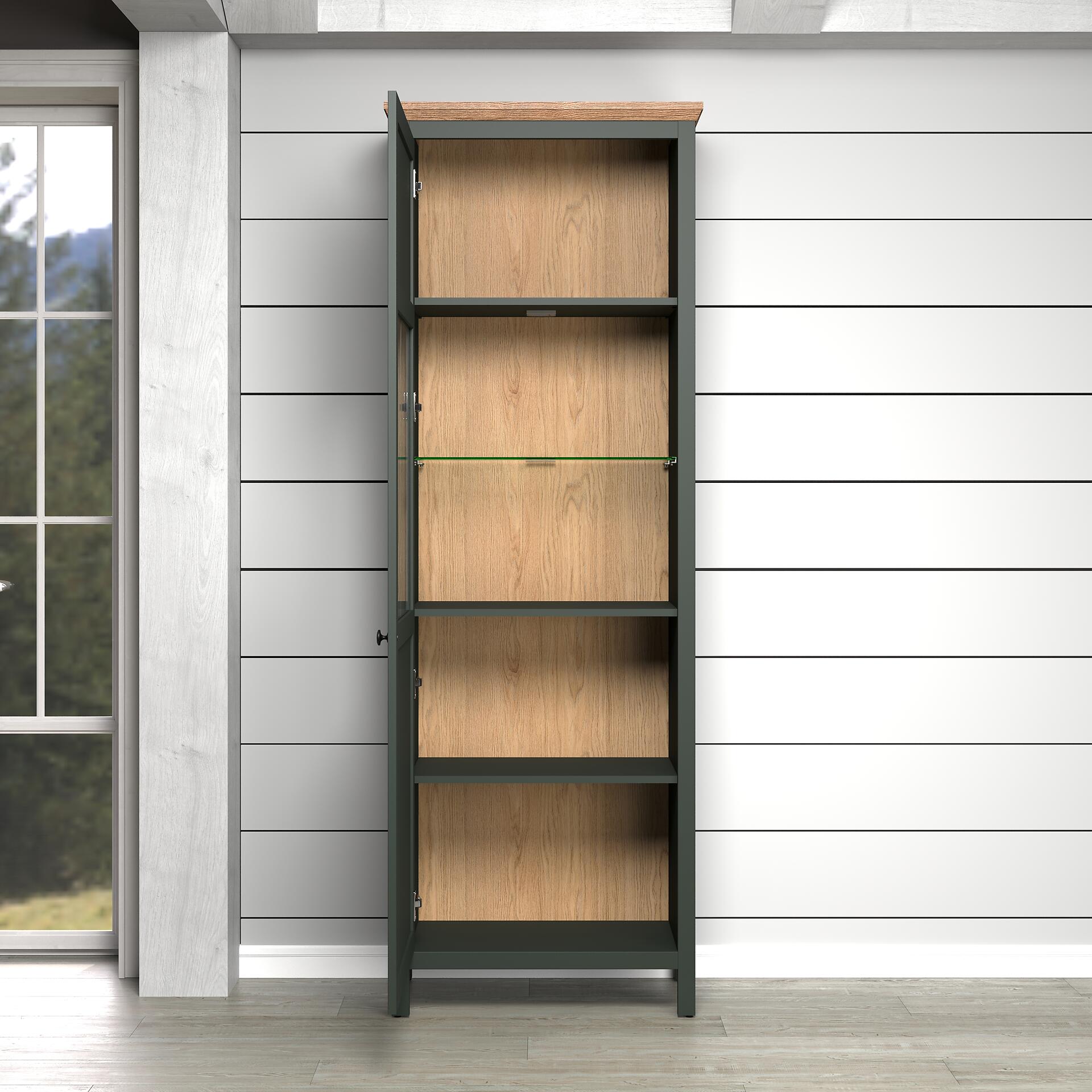 Vitrine Stanton tannengrün Eiche Evoke Coast Nachbildung B/H/T: ca. 69x198x39 cm