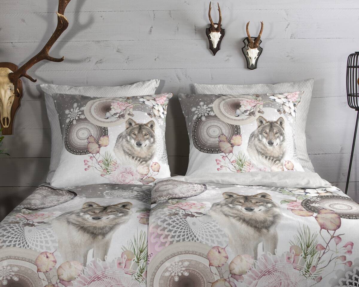 Baumwoll Bettwäsche Isaci Flanell grau Baumwolle B/L: ca. 155x220 cm