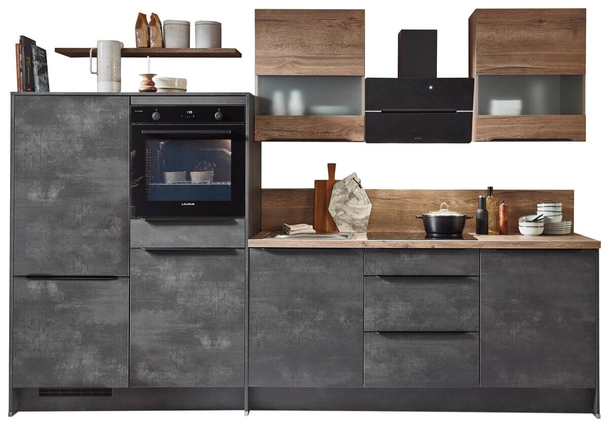 nobilia Küchenblock Laser Schwarzbeton strukturiert Nachbildung Schwarzbeton strukturiert Nachbildung Schwarzbeton strukturiert Nachbildung B/H/T: ca. 305x215x60 cm