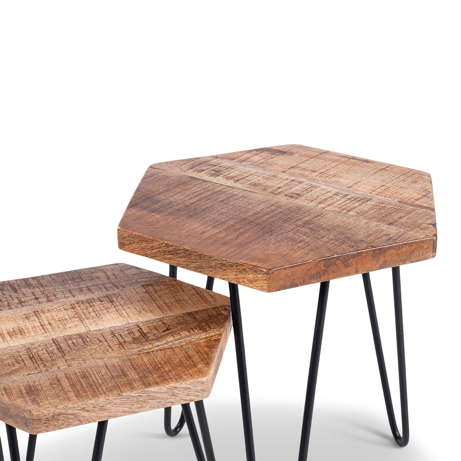 Beistelltisch ELEA natur schwarz pulverbeschichtet Echtholz Metall