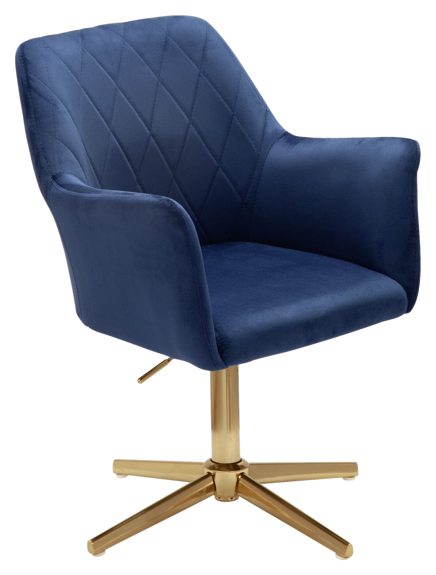 Drehstuhl blau Samt Eisen Drehstuhl blau Samt Eisen