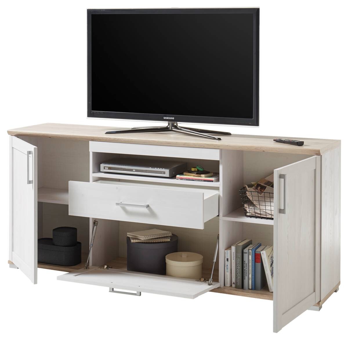 TV-Highboard Romance Sibiu Lärche Nachbildung San-Remo Nachbildung B/H/T: ca. 190x82x44 cm