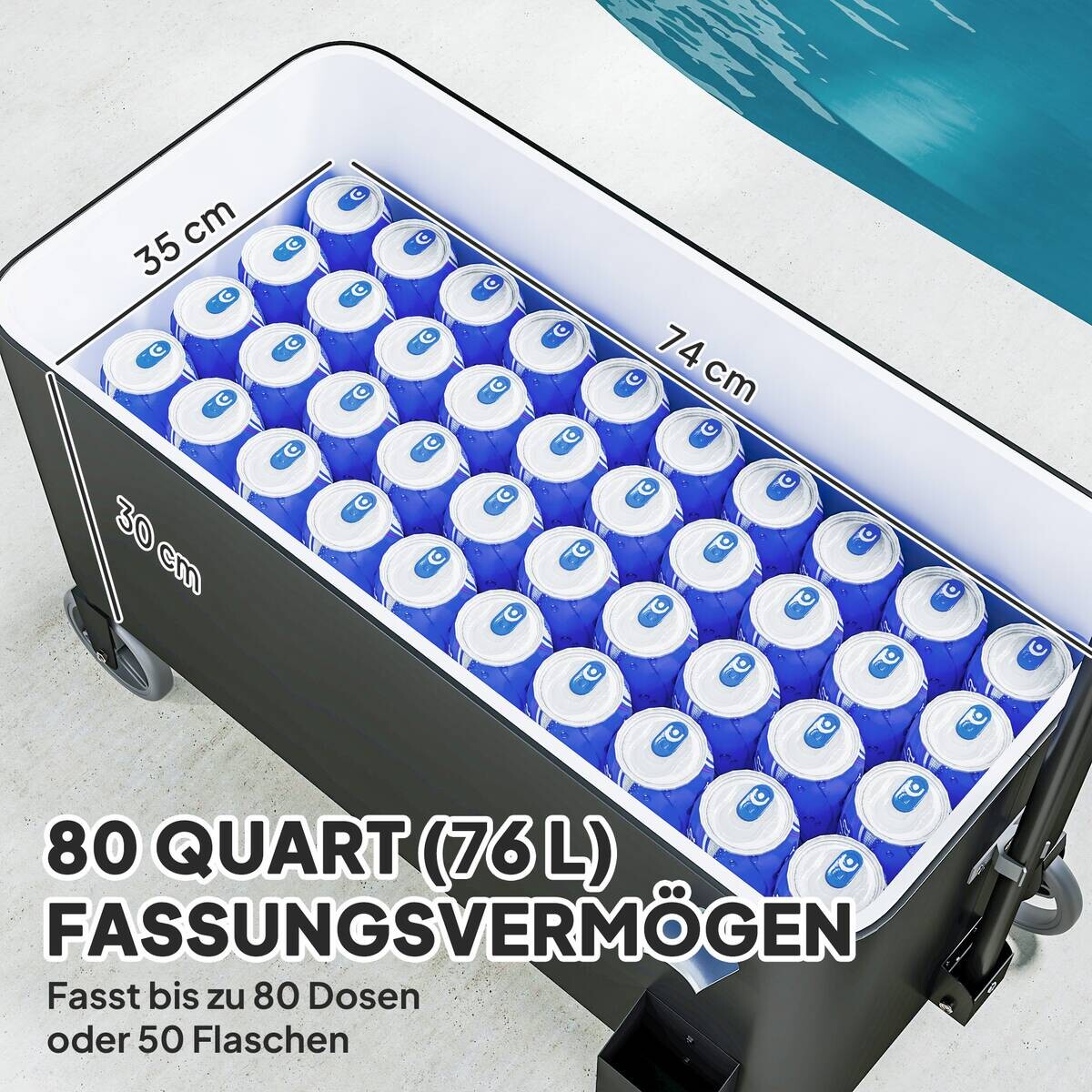 Outsunny Kühlwagen schwarz Stahl B/H/L: ca. 46x120x87 cm