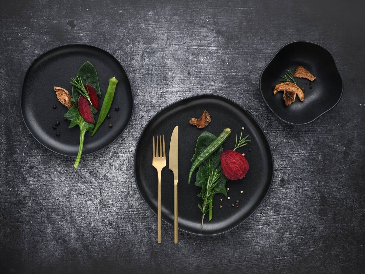 CreaTable Tafelservice Natura Organic schwarz Steinzeug 12 tlg.