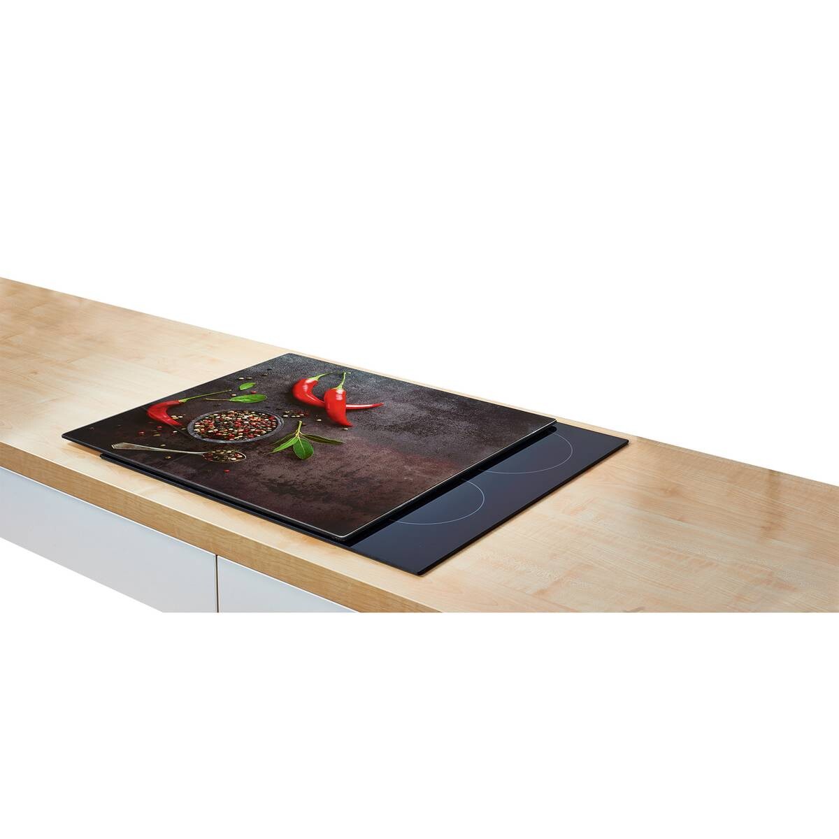 Zeller Herdblende-/Abdeckplatte Chili anthrazit Glas B/H/L: ca. 50x0,8x56 cm