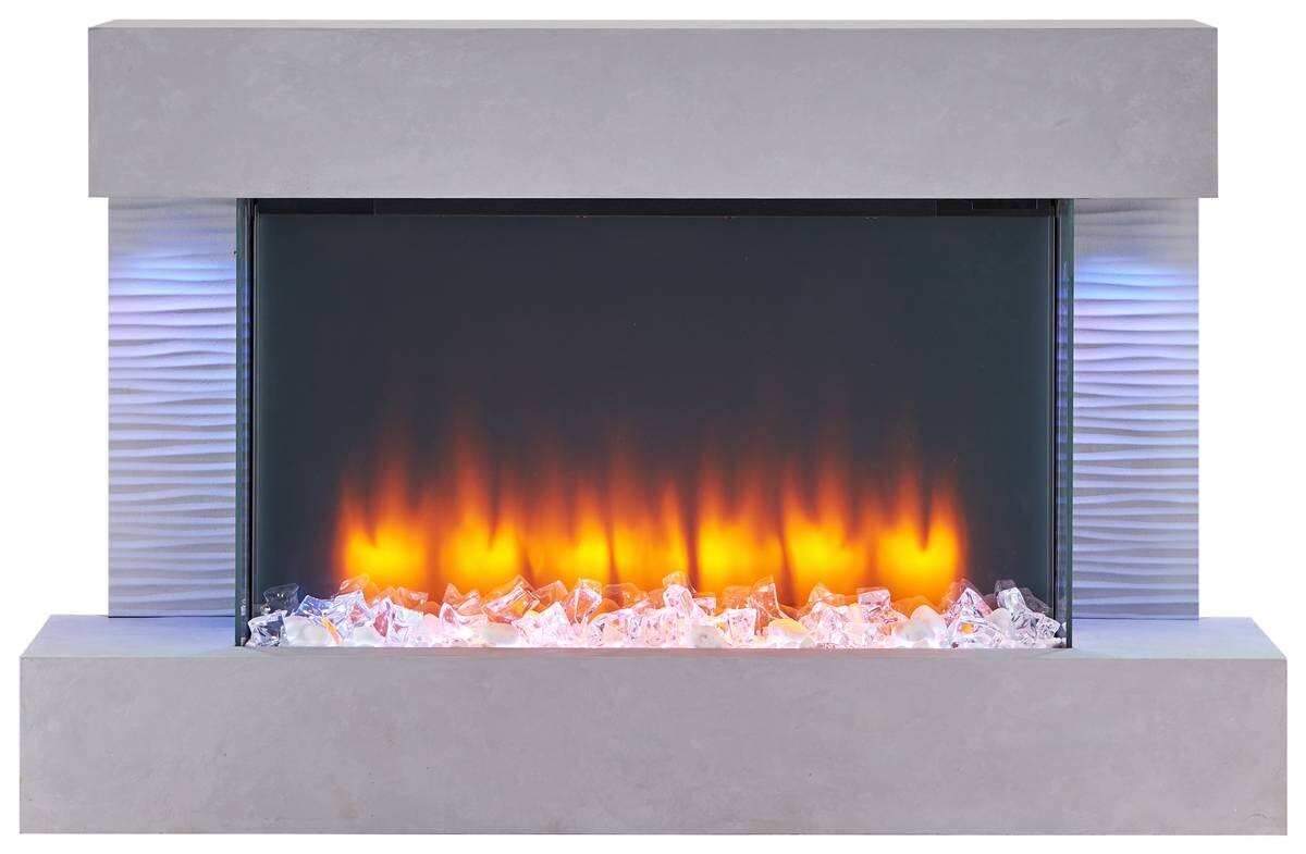 Balderia Wandkamin Elektrischer-Kamin Aidan grau MDF B/H/T: ca. 623x100x24 cm