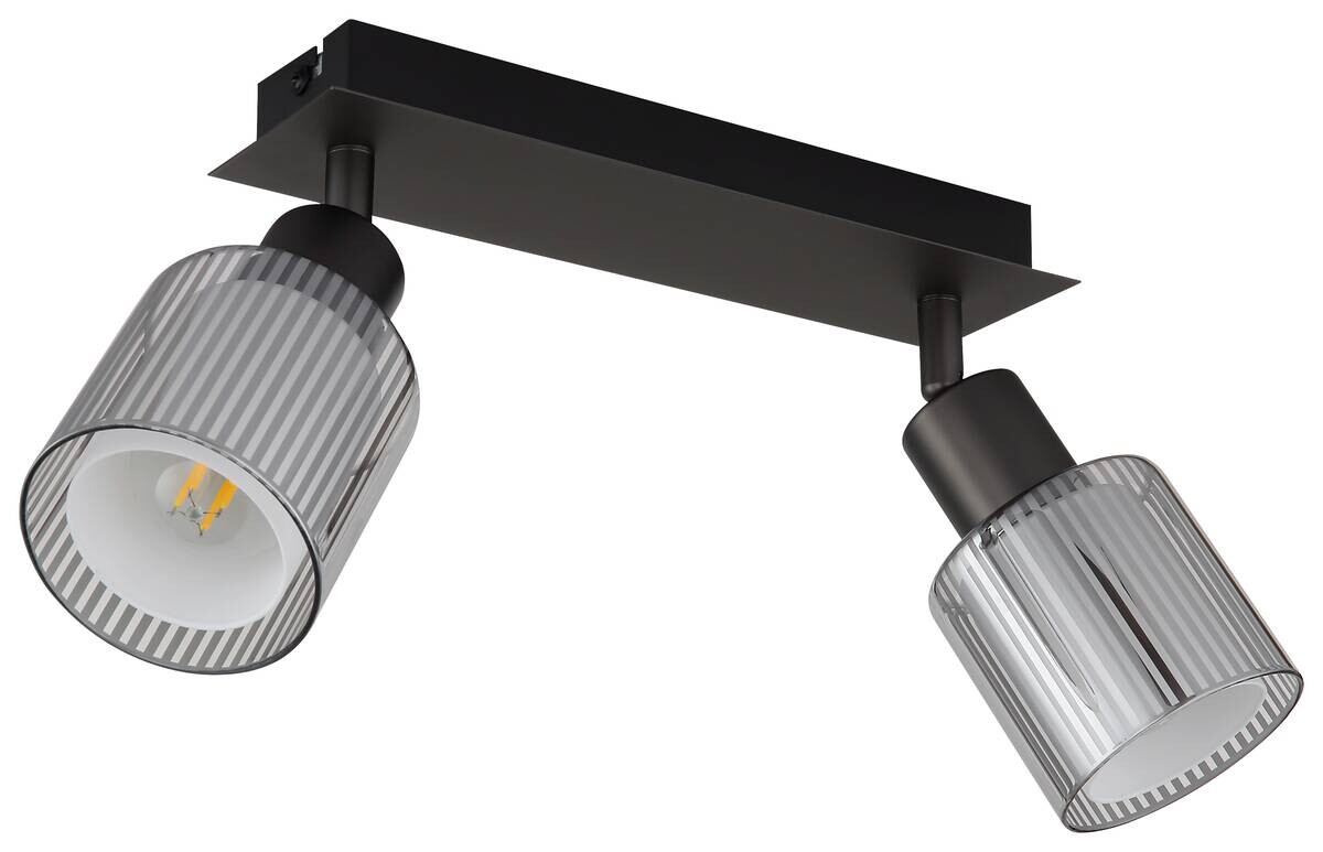 GLOBO Strahler schwarz Chrom Metall Glas B/H/L: ca. 10x30x13 cm E14 2 Brennstellen