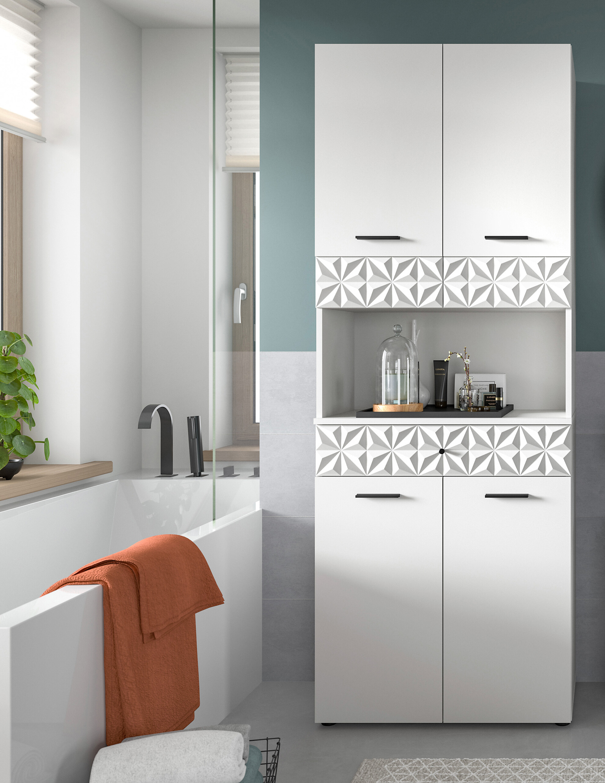 Hochschrank Prisma weiß B/H/T: ca. 70x187x34 cm