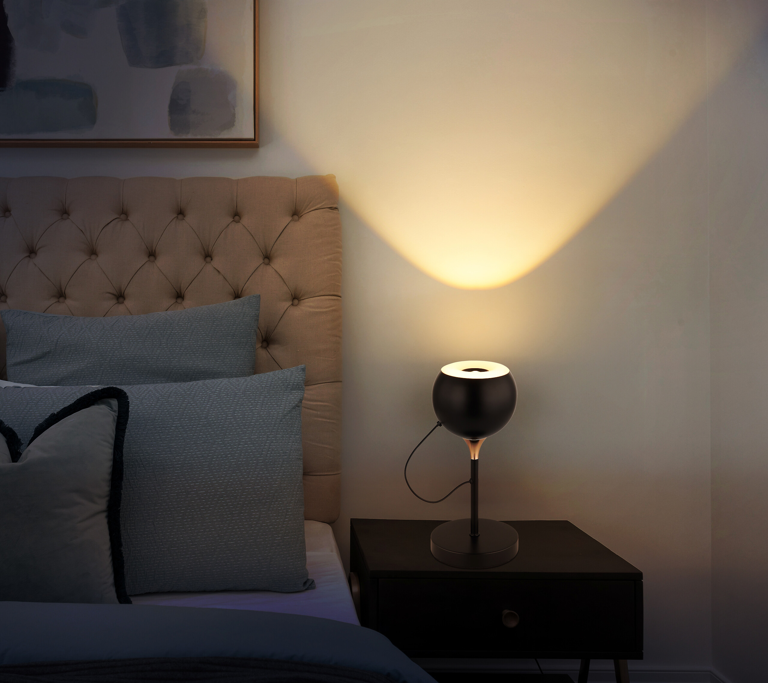 GLOBO Tischleuchte mattschwarz gold Metall H/D: ca. 28,5x13 cm 1 Brennstellen