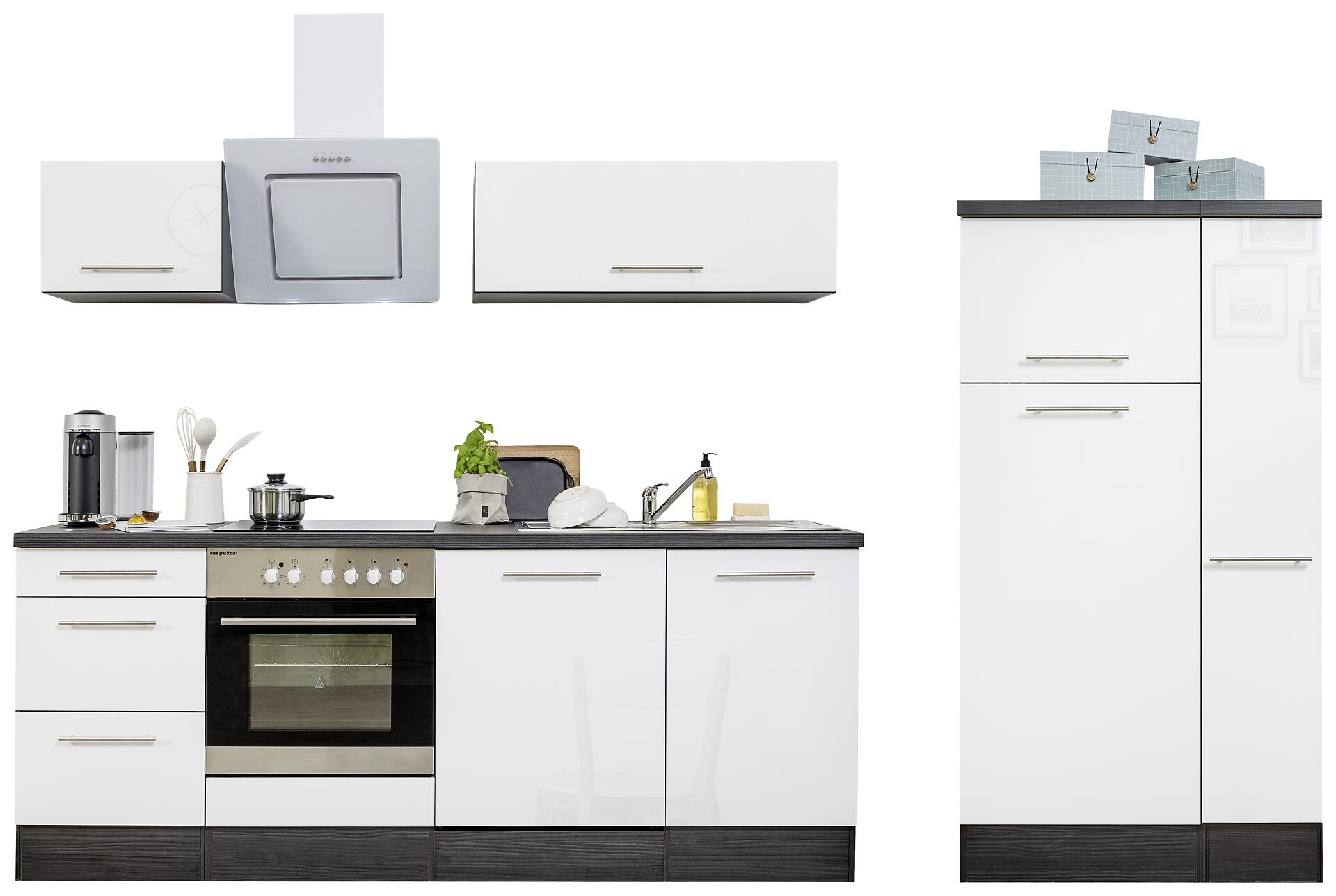 Respekta Küchenblock Amanda weiß Hochglanz B/H/T: ca. 310x200x60 cm