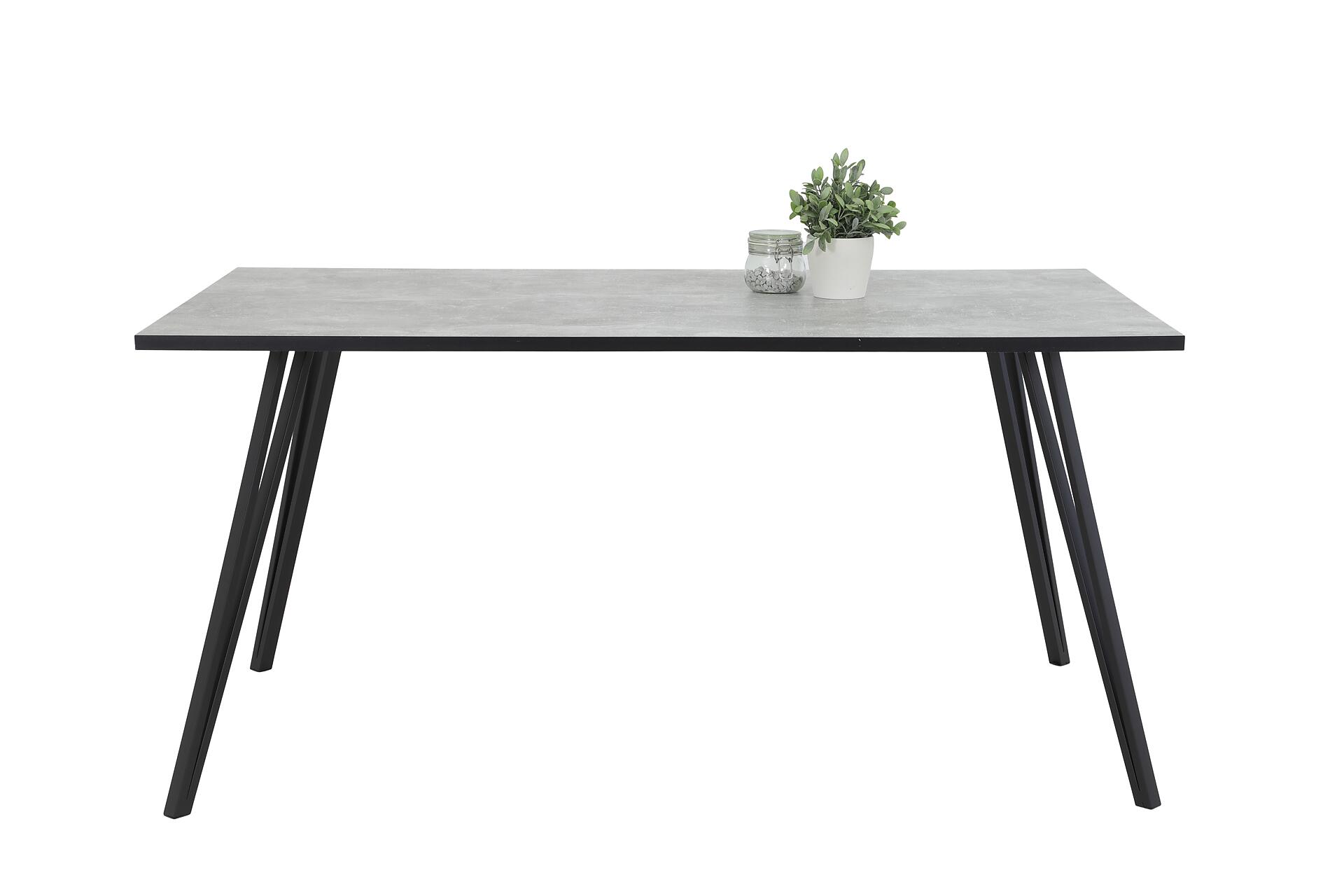 Esstisch Oksana Beton Optik schwarz pulverbeschichtet B/H/T: ca. 160x76x90 cm